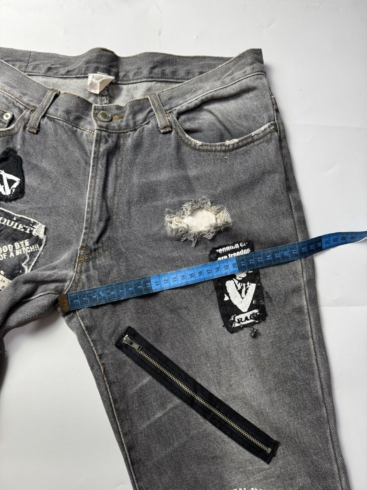 Hysteric Glamour × If Six Was Nine × Japanese Brand Sex Pot Revenge Distressed Punk Patch Denim Pants Size US 30 / EU 46 - 8 Thumbnail