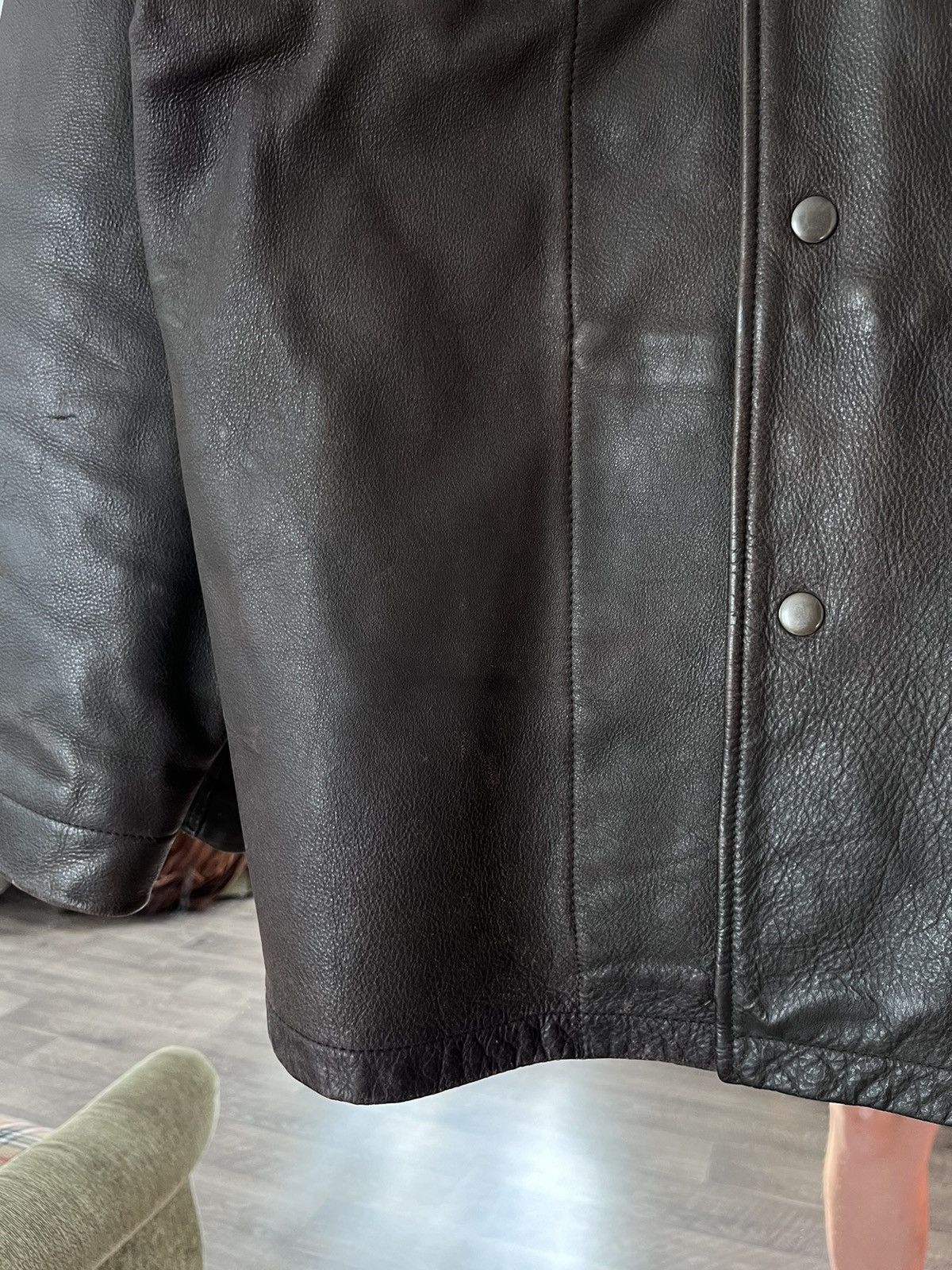 Gap 00s Gap Distressed Brown Button Leather Jacket Size US L / EU 52-54 / 3 - 4 Thumbnail