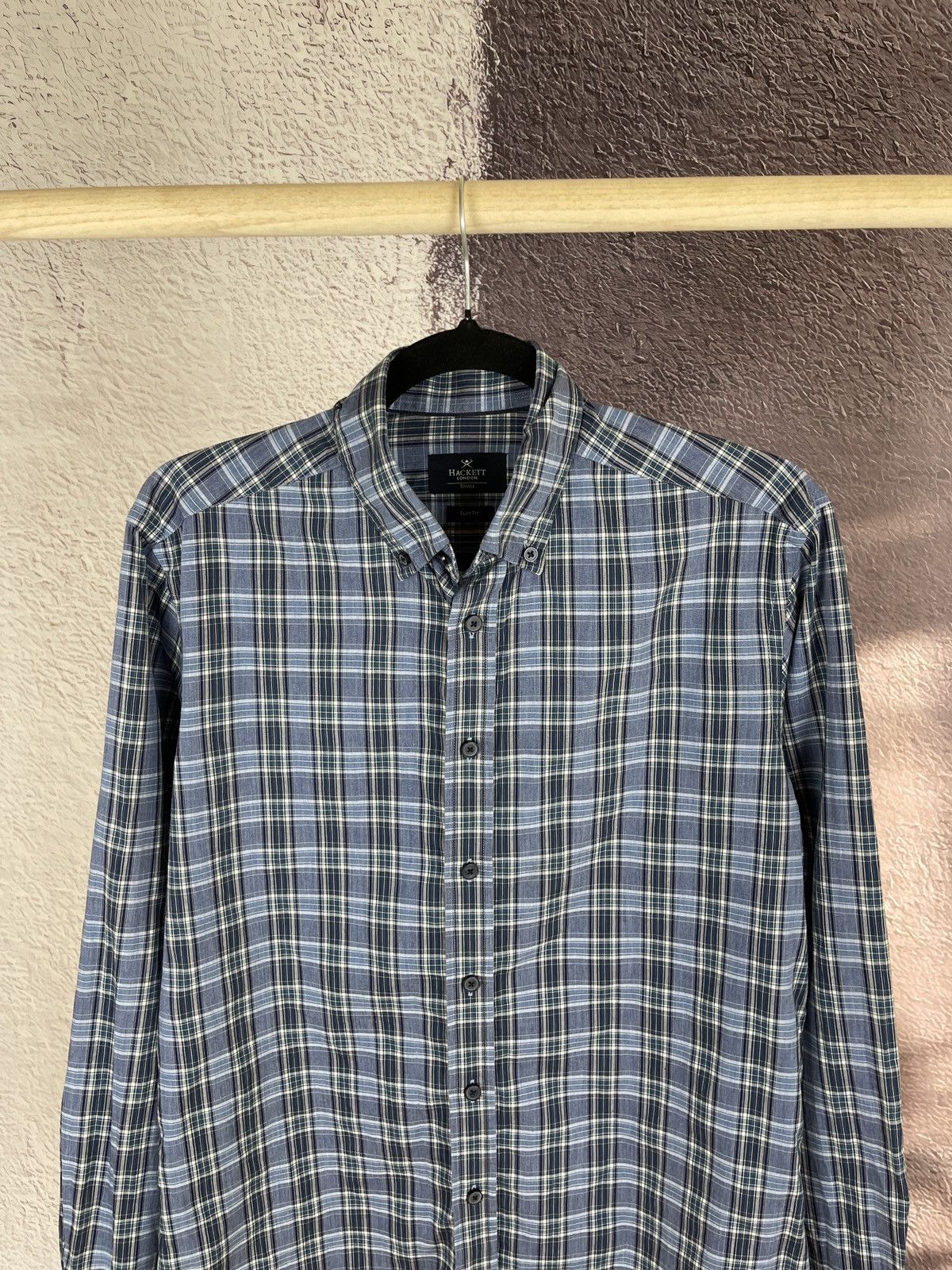 Hackett Hackett London Melange Poplin Check slim fit shirt LS Size US S / EU 44-46 / 1 - 3 Thumbnail