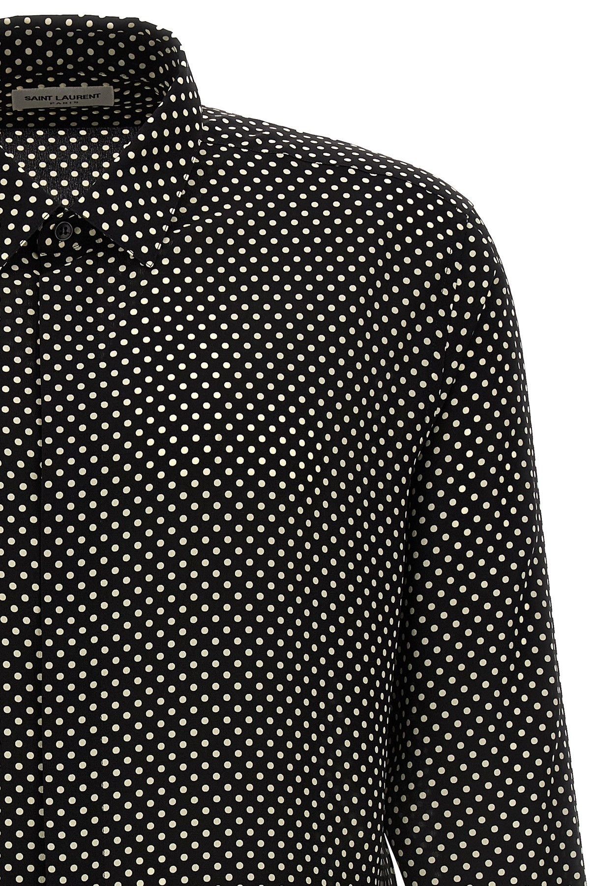 Saint Laurent Paris o1s1wg110425 646850 Shirt in Dotted Crepe De Chine Size US M / EU 48-50 / 2 - 6 Thumbnail