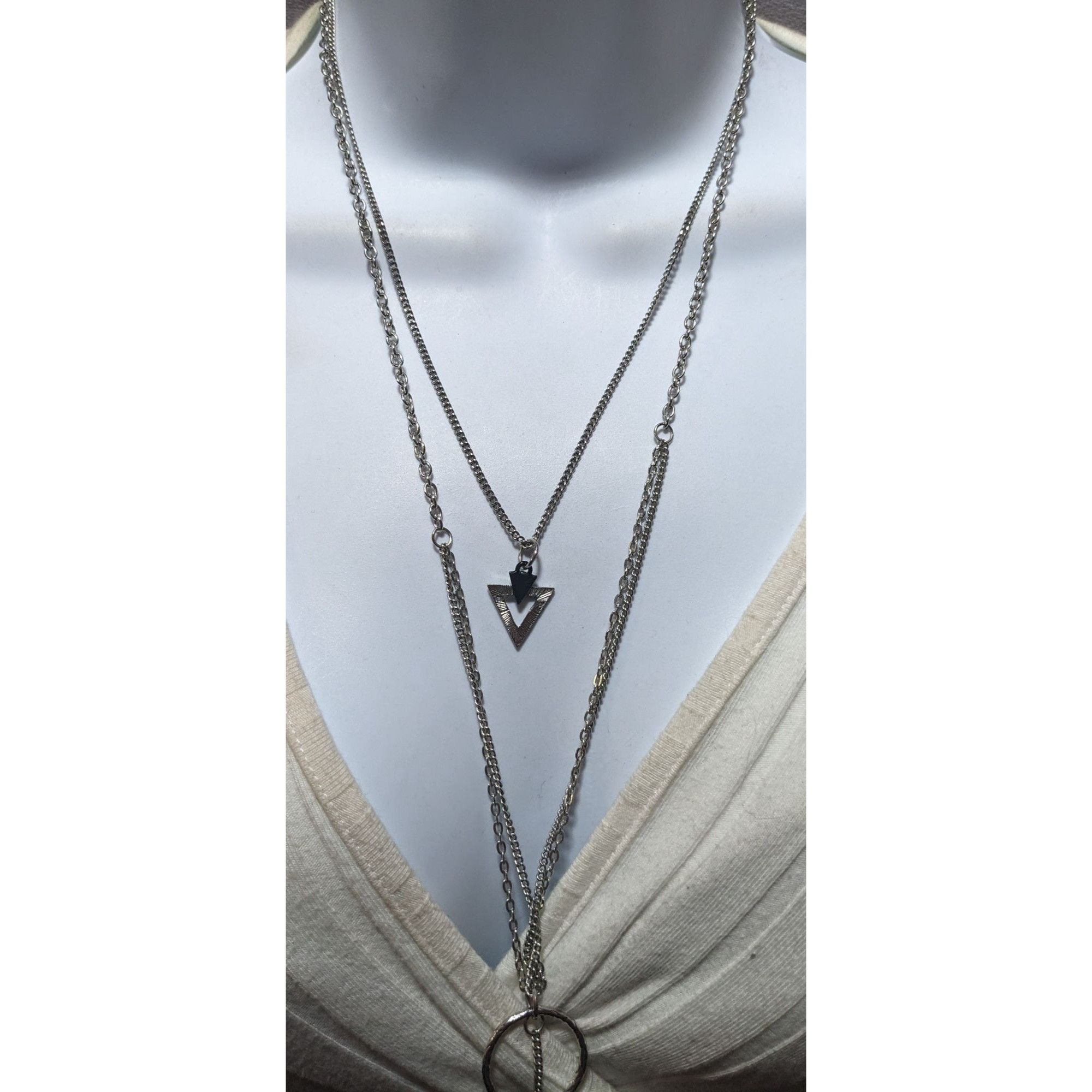 Other Multilayer Geometric Silver Tone Charm Necklace Size ONE SIZE - 5 Thumbnail