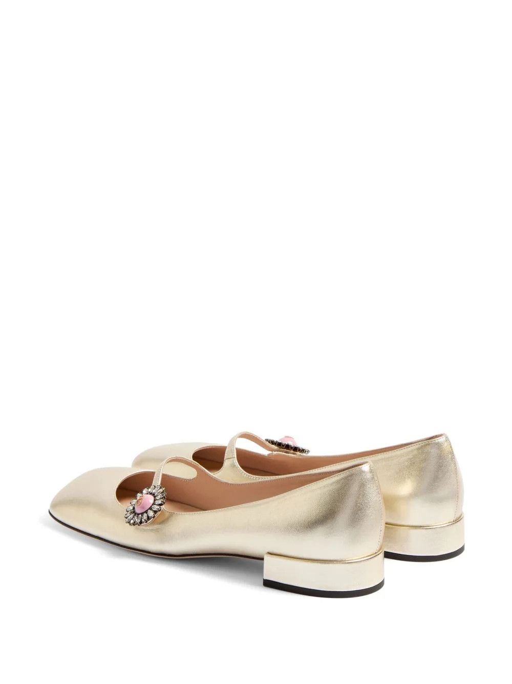 Valentino os11x0126 Floral Appliqué Ballerina Shoes in Gold Size US 9.5 / IT 39.5 - 3 Thumbnail