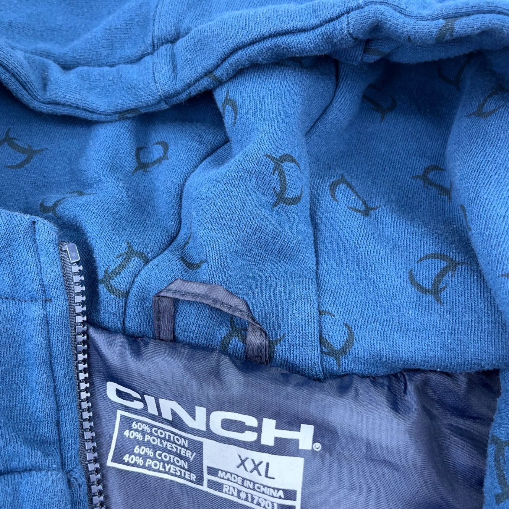 Vintage Cinch Vest Men 2XL Blue Jacket Hooded Sleeveless Full Zip Adult Size US XXL / EU 58 / 5 - 7 Thumbnail
