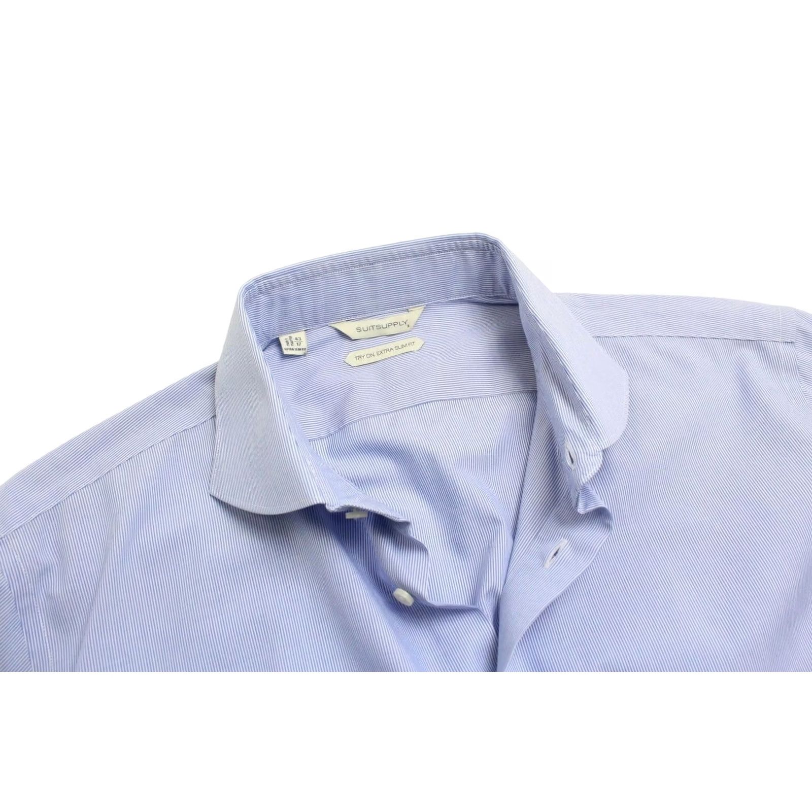 Suitsupply SUITSUPPLY Formal Shirt Men's Try On Extra Slim Fit Cutaway Collar 43 / 17 Blue Size 46R - 4 Thumbnail