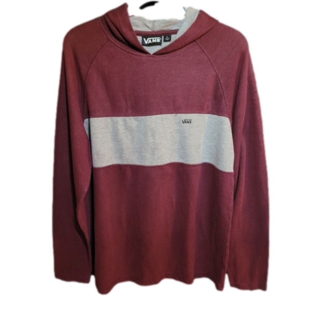 Vans Vans, hoodie, maroon with gray stripe, NWOT, Size Large Size US L / EU 52-54 / 3 - 1 Thumbnail
