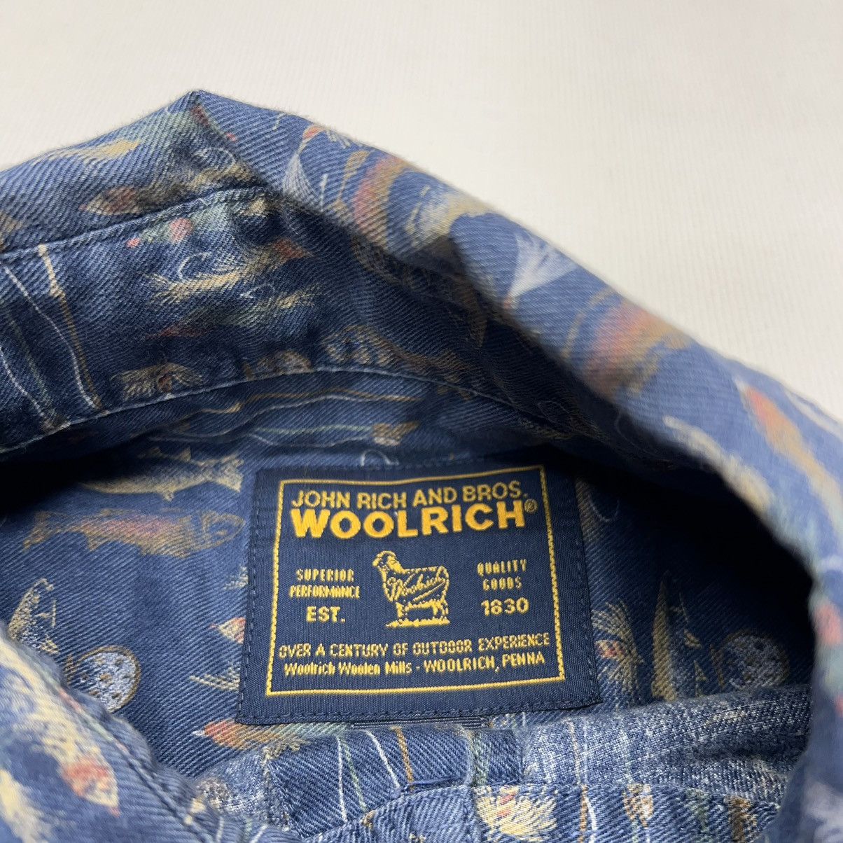 Vintage × Woolrich Woolen Mills VTG Woolrich Shirt Blue Button Down Fish Fishing Long Sleeve Size US L / EU 52-54 / 3 - 6 Thumbnail