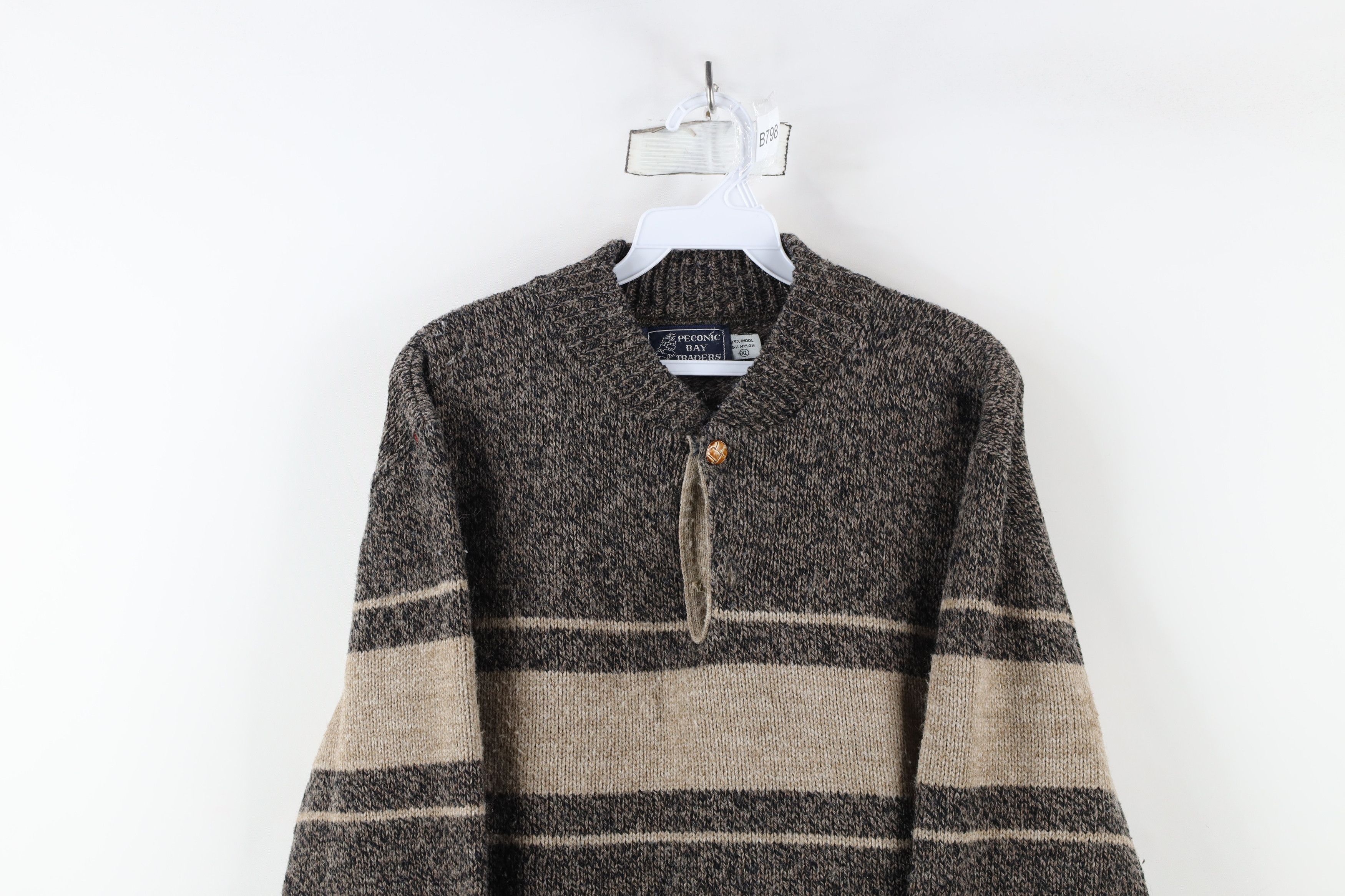 Vintage Vintage 90s Streetwear Wool Blend Knit Henley Sweater USA Size US XL / EU 56 / 4 - 2 Thumbnail