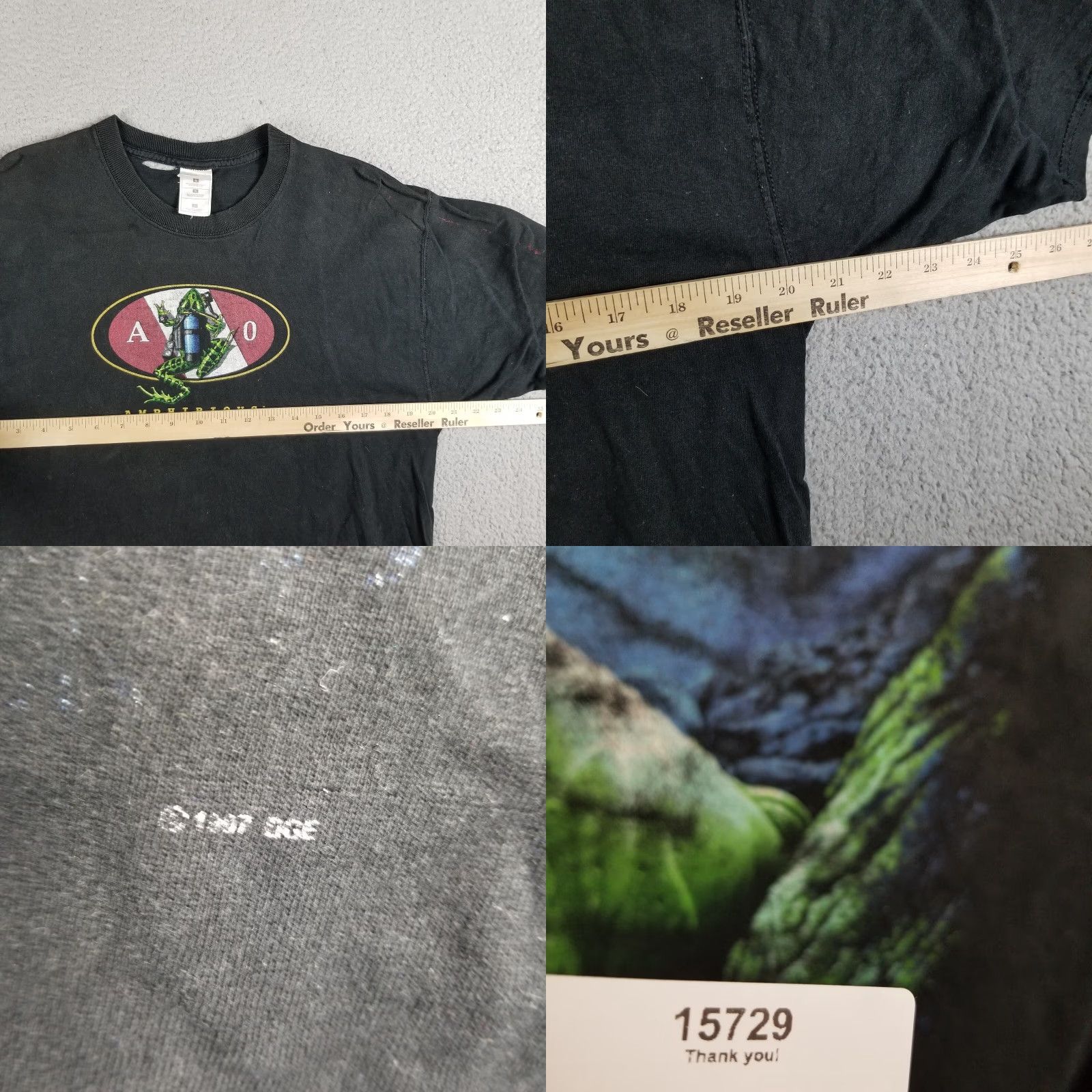 Vintage VINTAGE Amphibious Outfitters T-Shirt Men Large 1990s Black Scuba Diving Skull Graphic Grunge Size US L / EU 52-54 / 3 - 8 Thumbnail