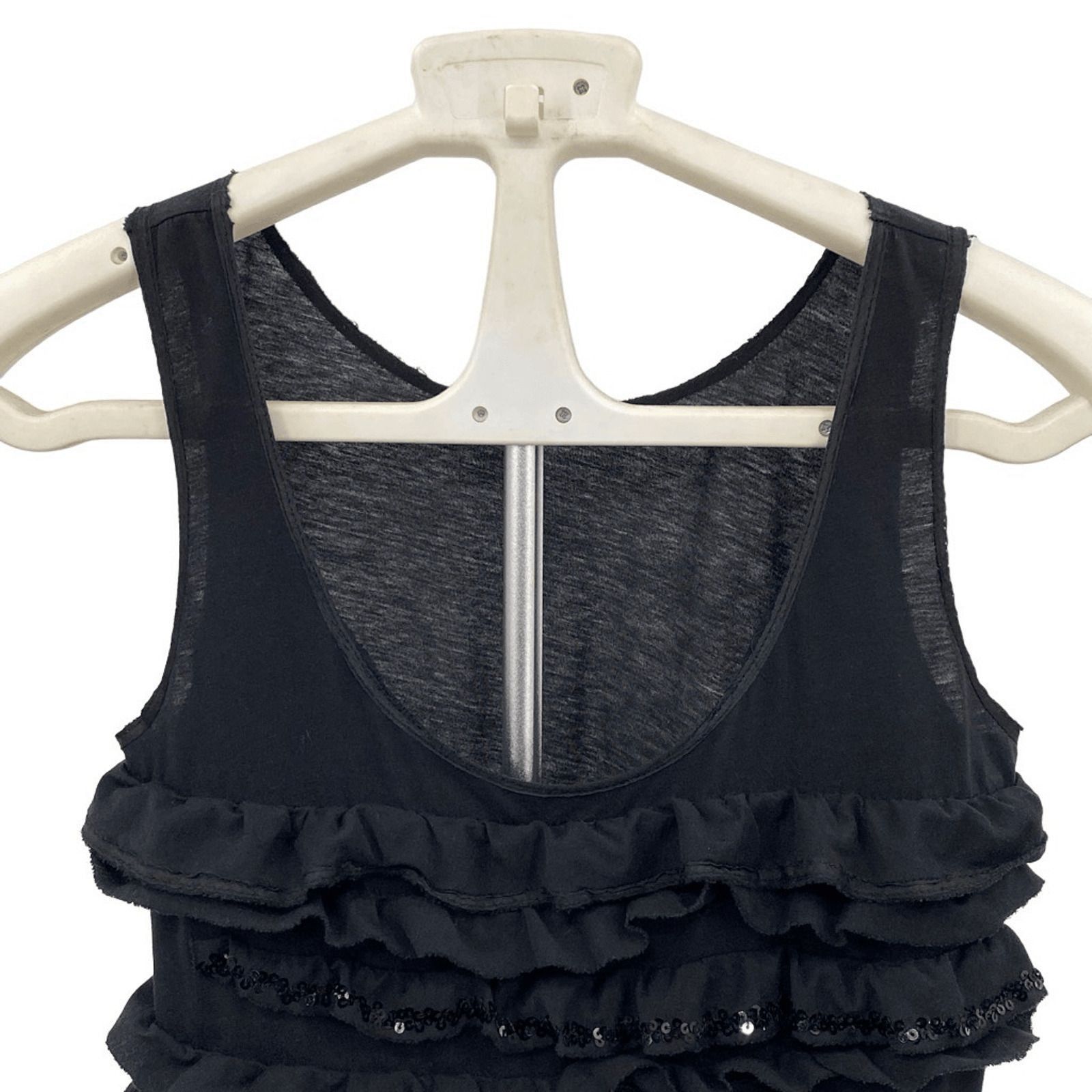 J.Crew J. Crew Black Sleeveless Scoop Neck Layered Ruffle Sequins Tank Top Size 2XS Size XXS / US 00 / IT 34 - 6 Thumbnail