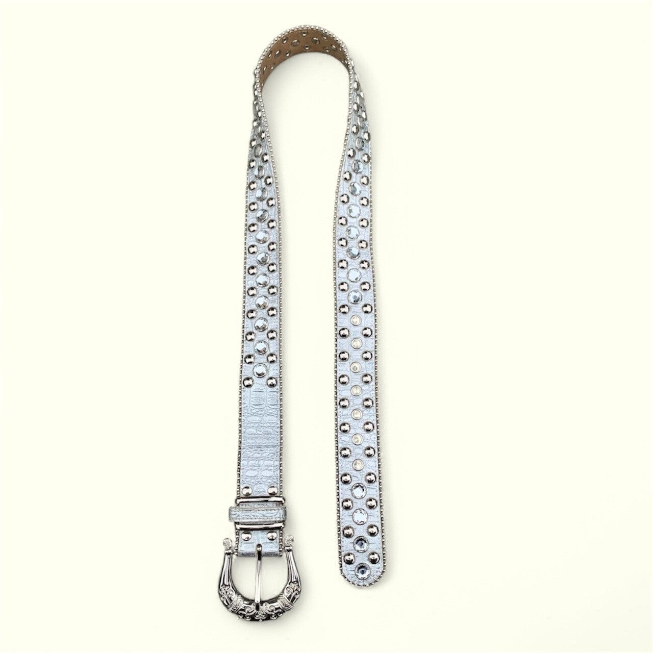 If Six Was Nine × Japanese Brand × Le Grande Bleu (L.G.B.) Vintage Crystal Studded Croco Leather Belt Size ONE SIZE - 2 Thumbnail