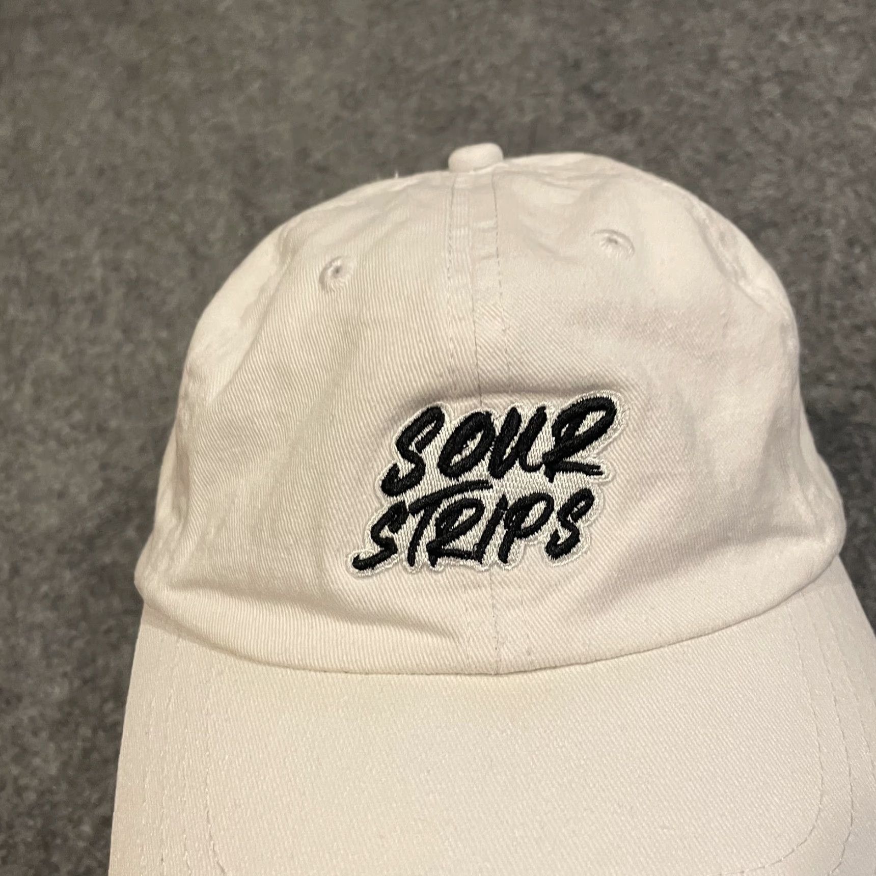 Vintage Sour Strips Hat Baseball One Size White Cotton Twill Adjustable Strap Back Men Size ONE SIZE - 3 Thumbnail
