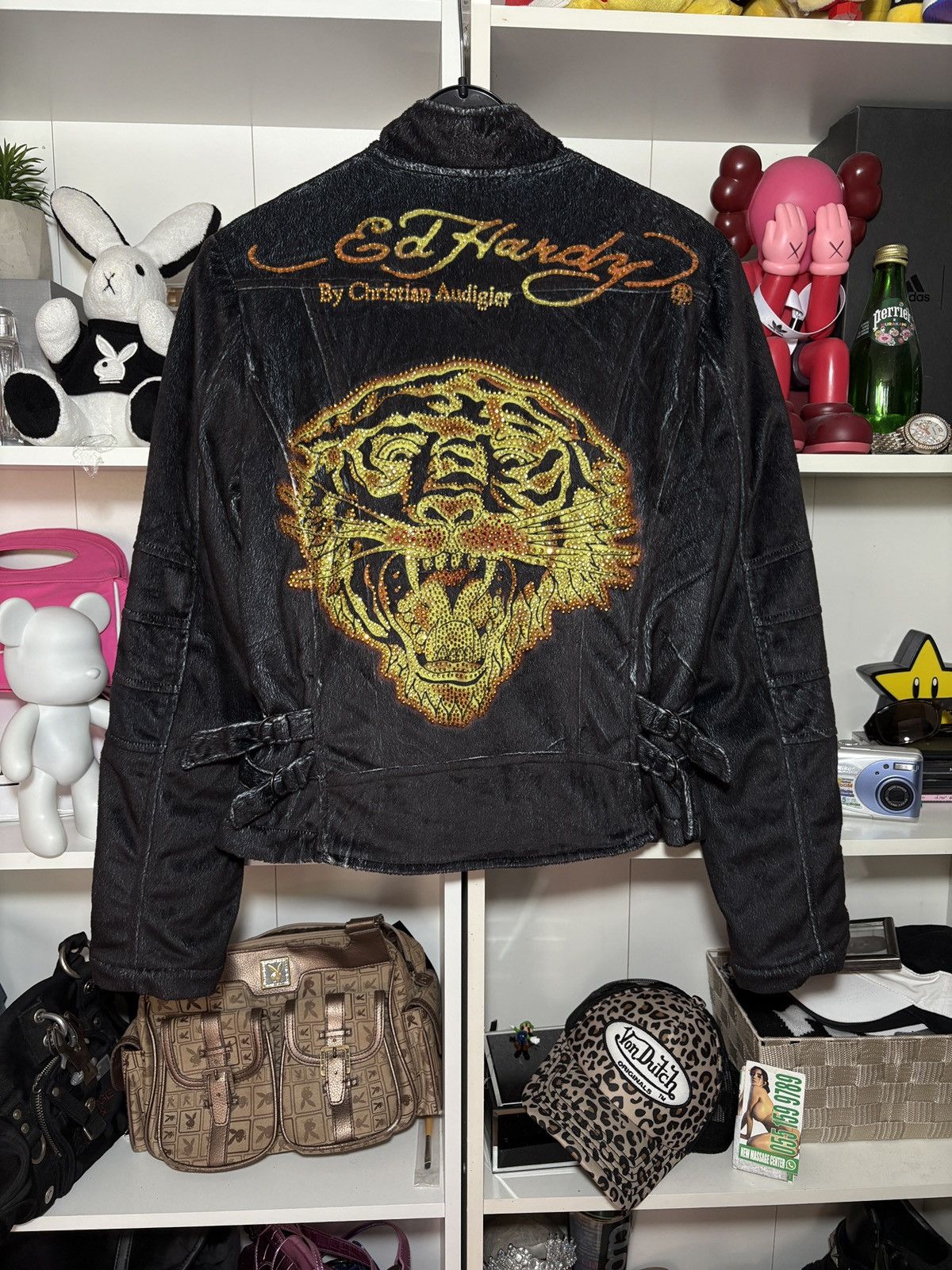 ジャケット・アウター 00s Ed Hardy fur hooded leather jacket 00s ED HARDY FUR HOODED LEATHER JACKET | GALAXIES