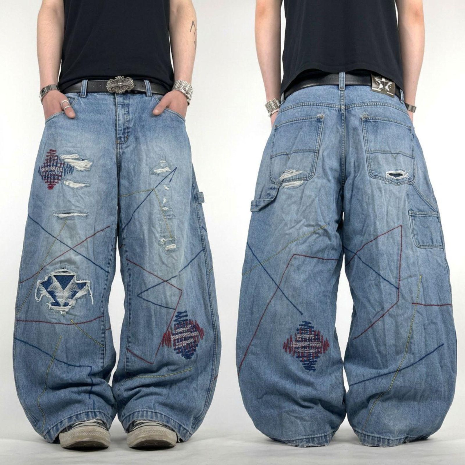 Vintage y2k grunge archive carpenter baggy wide leg jeans