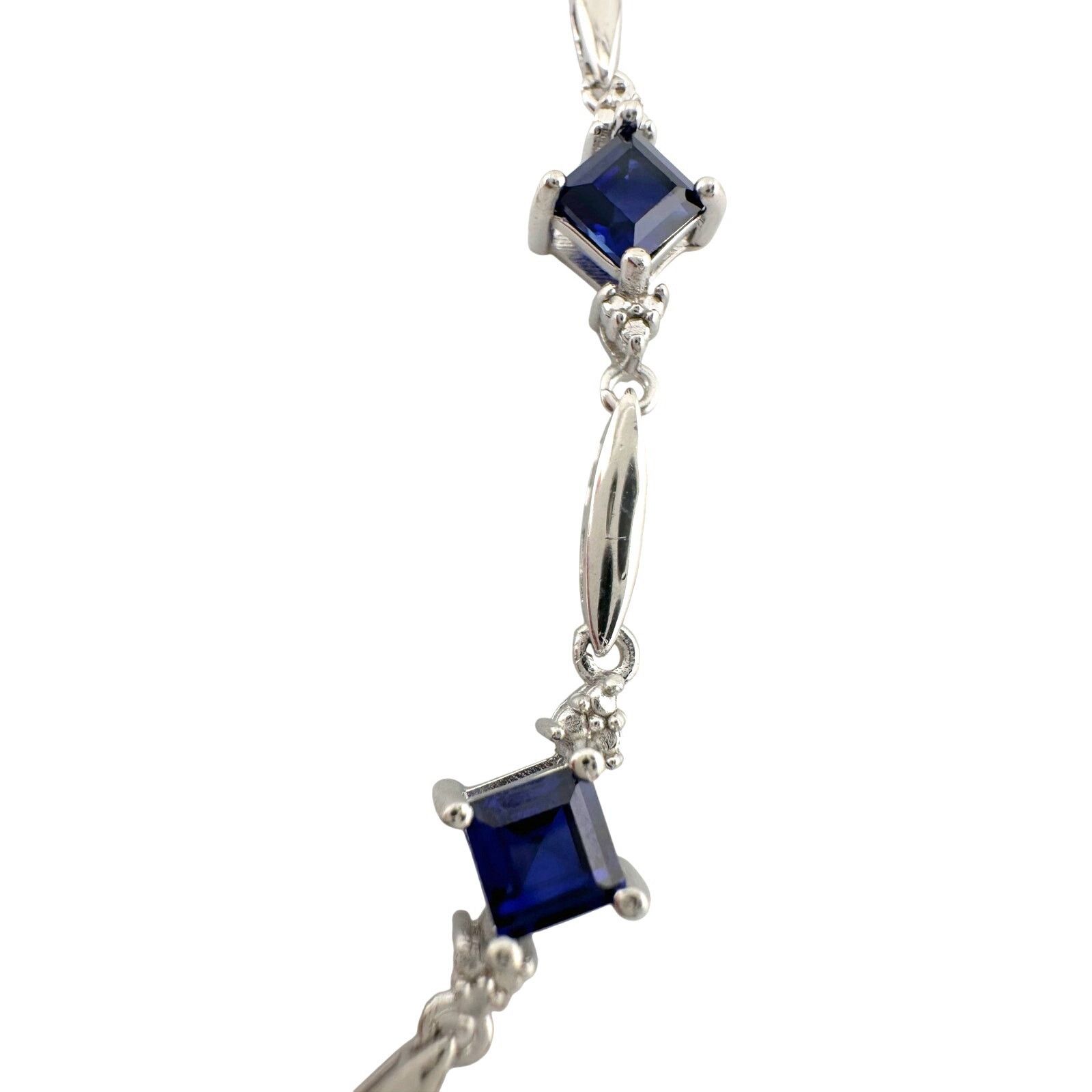 Other 3.10 Carat Lab Created Sapphire Bracelet with Diamond Accent Size ONE SIZE - 3 Thumbnail