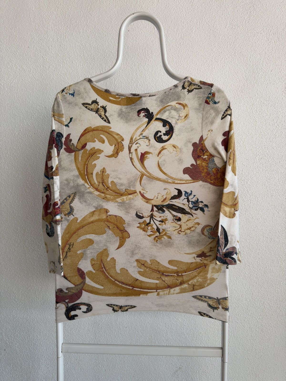 Just Cavalli Vintage Just Cavalli Floral Print Top XS Streched LS Shirt Size XS / US 0-2 / IT 36-38 - 2 Thumbnail