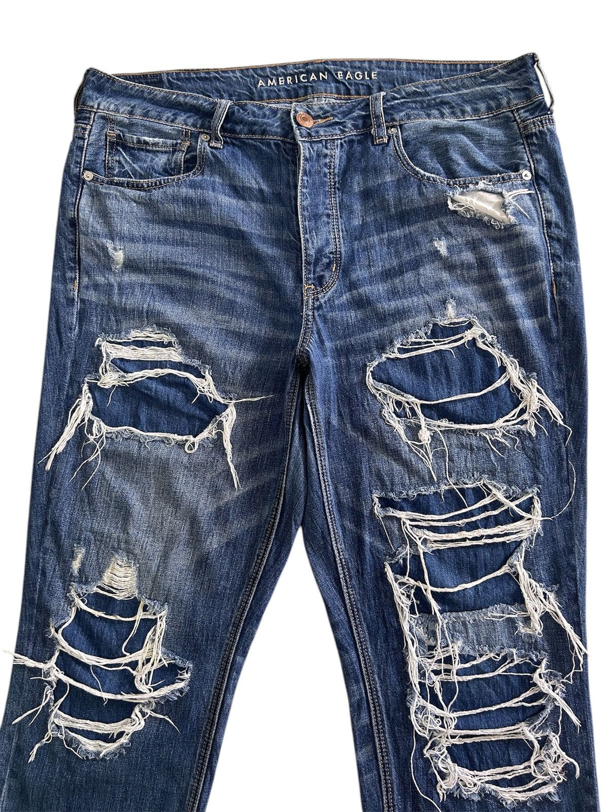 Japanese Brand × Vintage 💥Vintage Japanese Denim Ripped Jeans Size US 37 - 5 Thumbnail