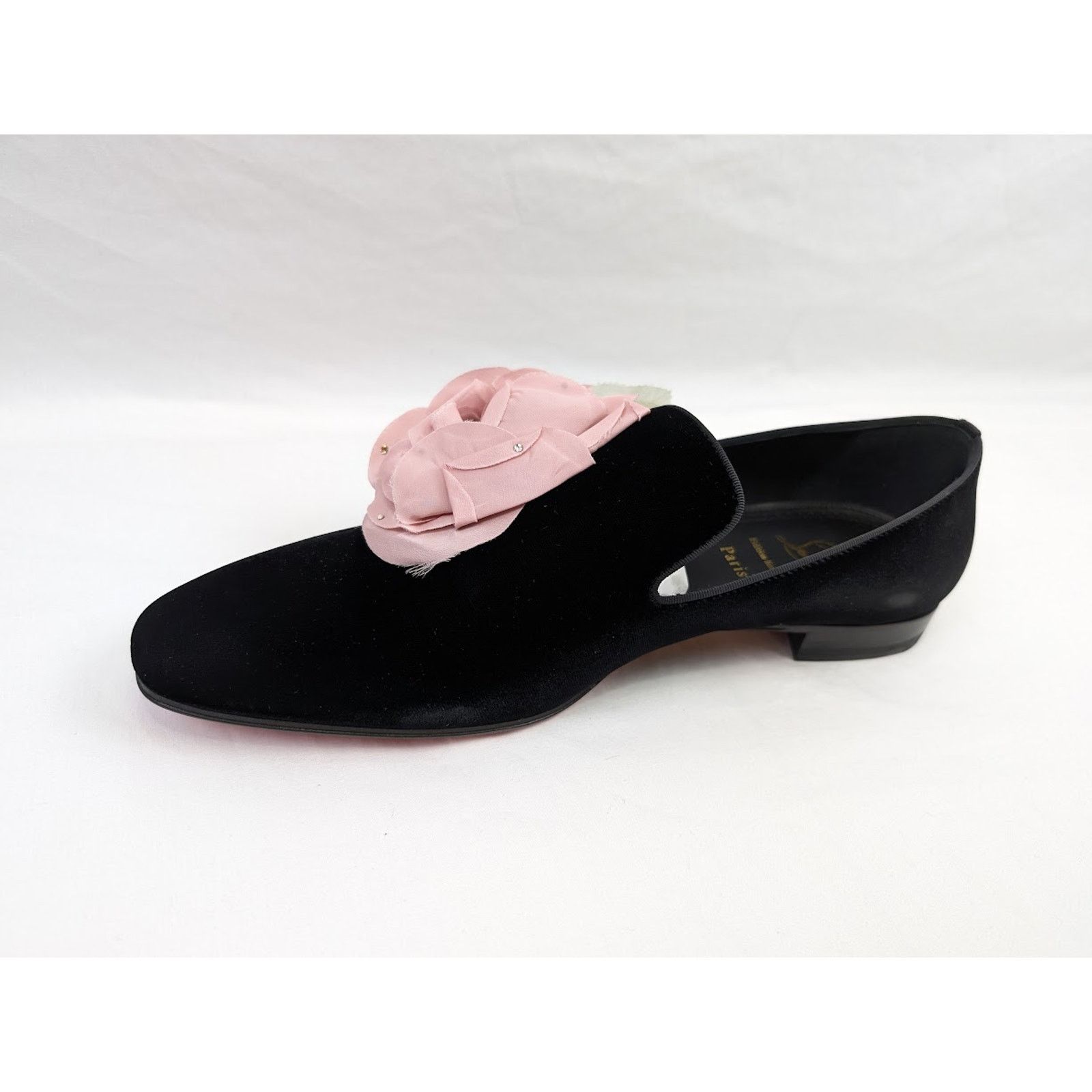 Christian Louboutin o1rshd1 Velvet Dandyflor Flat in Black/Rose Size US 11 / EU 44 - 10 Thumbnail