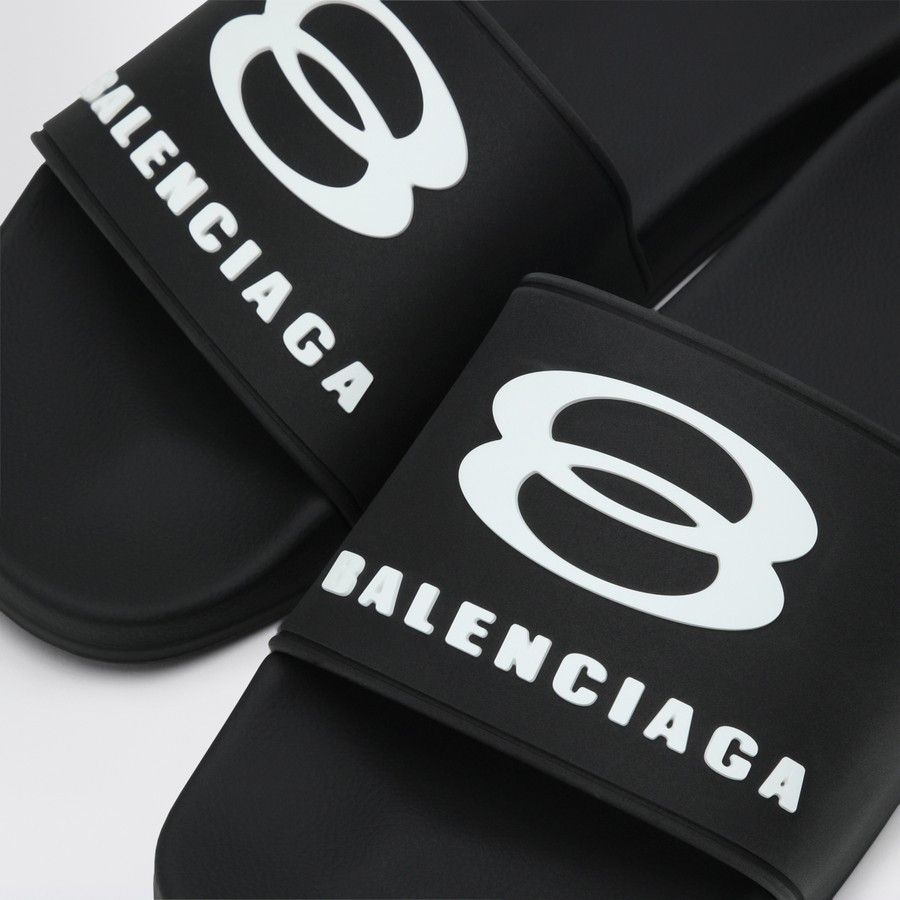 Balenciaga o1d2blof0226 Rubber Slides Slippers in Black Size US 6 / EU 39 - 5 Thumbnail