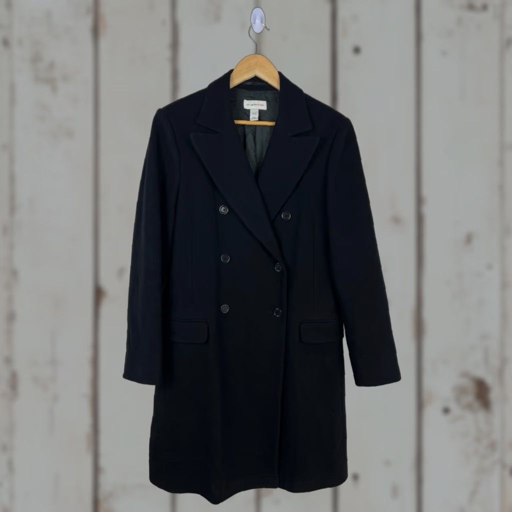 Karl Lagerfeld Karl Lagerfeld Women's Coat Wool Size US 10 Overcoat Long Black Solid Tweed Regular Jacket/Coat Size L / US 10 / IT 46 - 1 Thumbnail