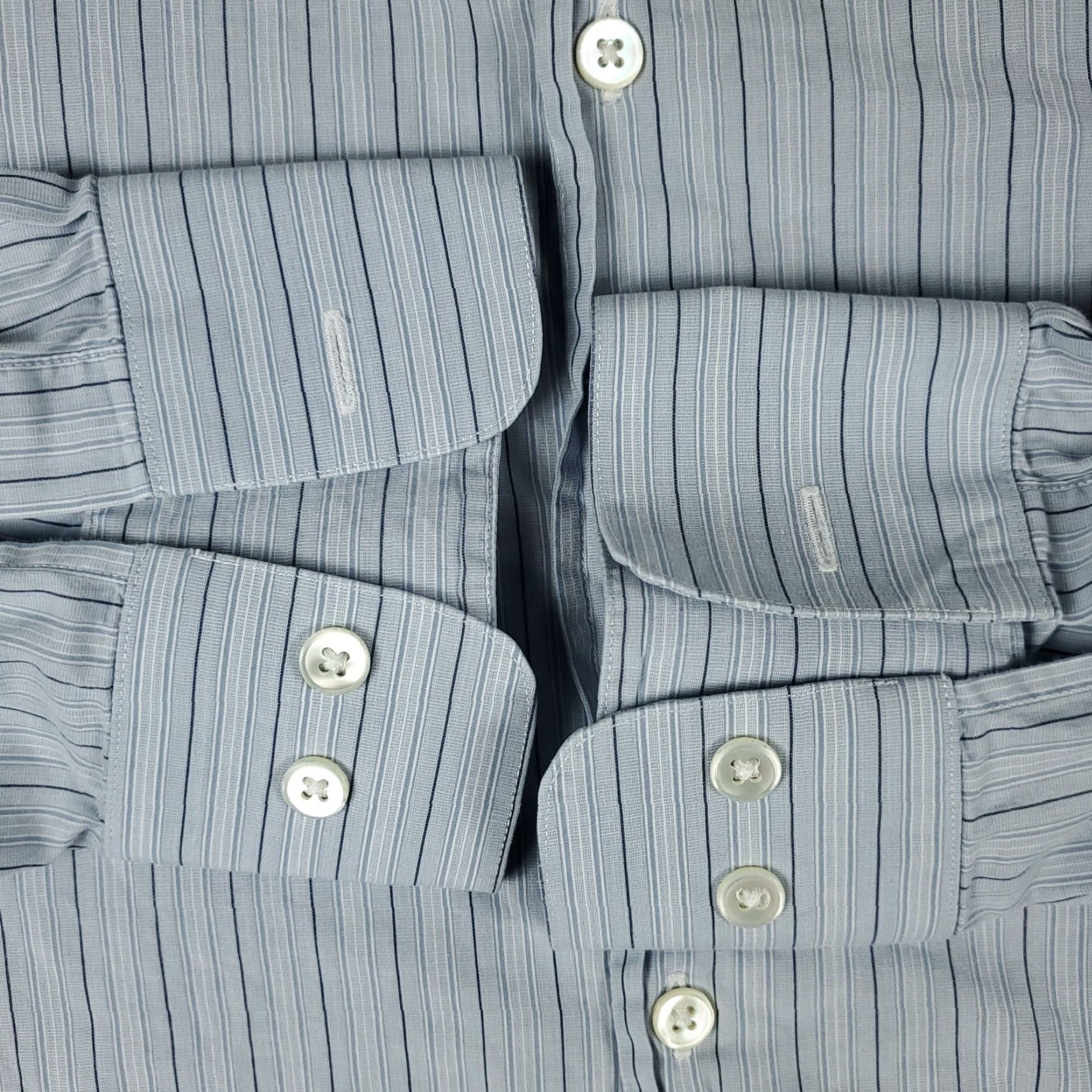 John Varvatos John Varvatos Blue Striped Dress Shirt Mens Size 17 Long Sleeve Button-Up Size 46R - 3 Thumbnail