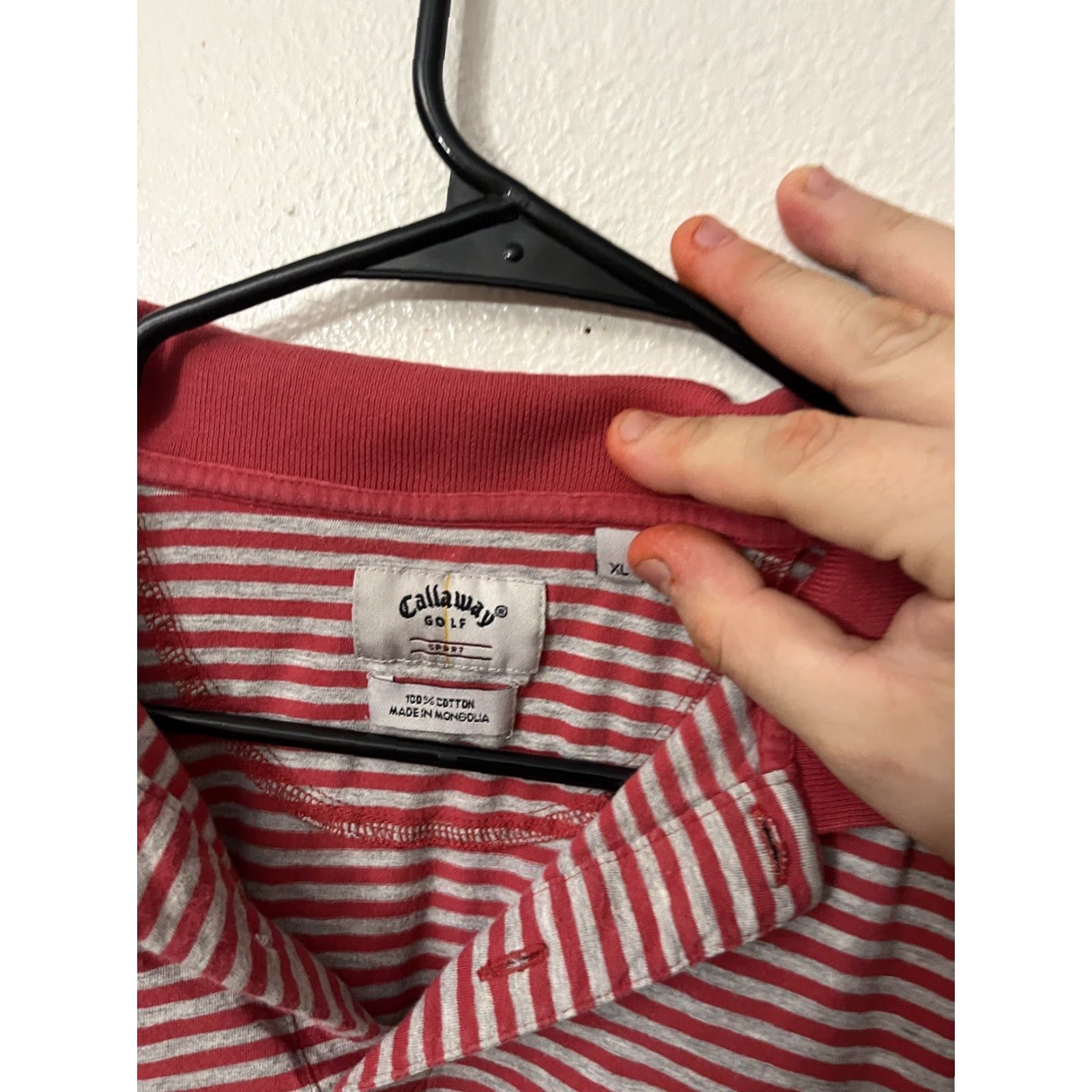 Callaway CALLAWAY Golf Sports Striped Polo Shirt Men's XL Red Gray Short Sleeve Size US XL / EU 56 / 4 - 2 Thumbnail
