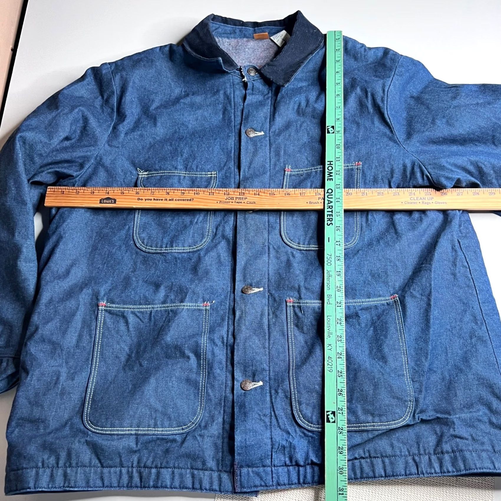 Wrangler VINTAGE Wrangler Denim Chore Coat 50 Blue Cotton Blend USA Made Chore Jacket Mens Vintage 1980s Big Ben Wool Blanket Lined Size US M / EU 48-50 / 2 - 3 Thumbnail