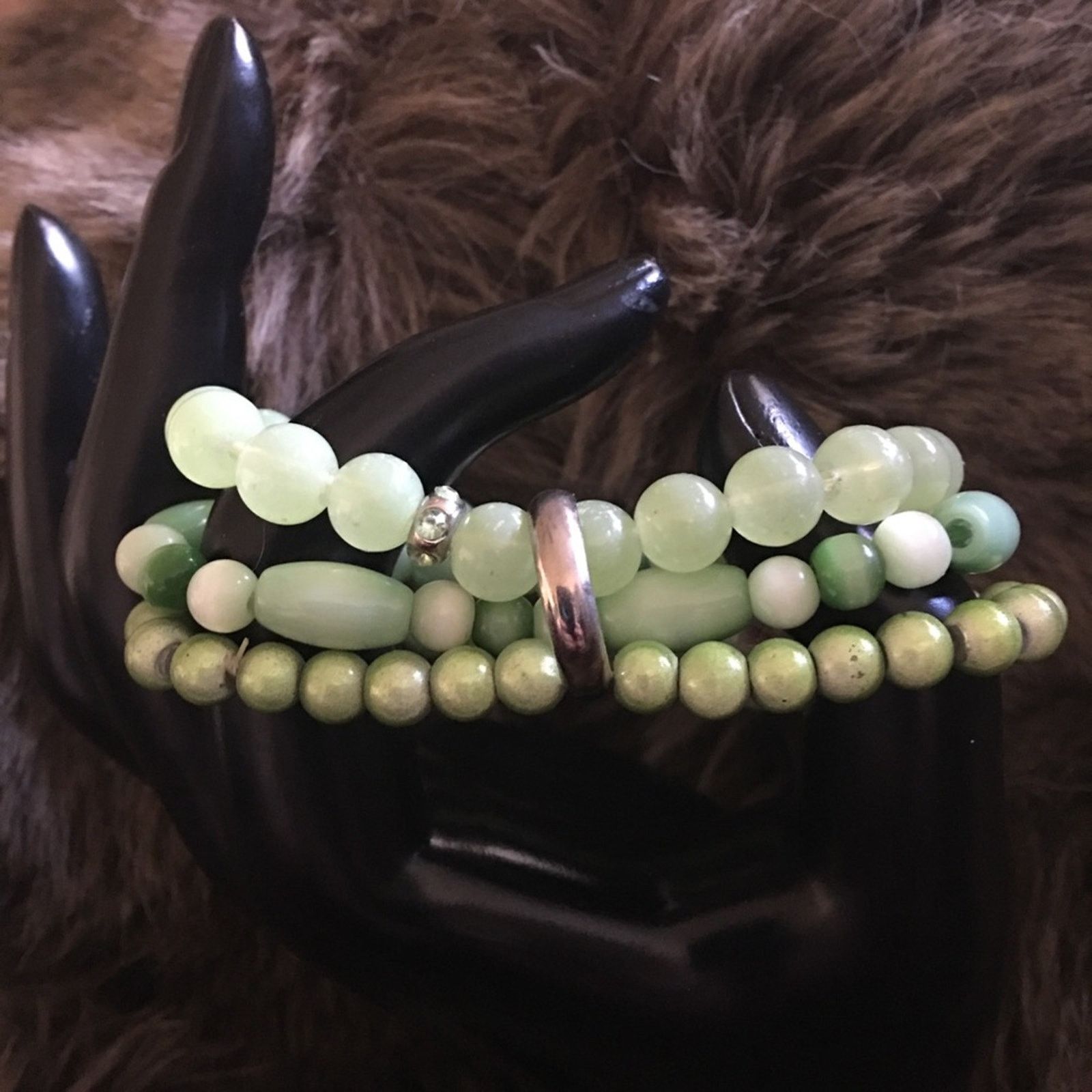 Jewelry Three green tone glass bead bracelet bundle Size ONE SIZE - 3 Thumbnail