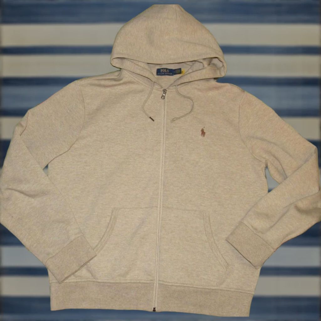 Ralph Lauren Polo RALPH LAUREN Tan Cotton Blend Full Zip Hooded Sweater Large Size US L / EU 52-54 / 3 - 1 Thumbnail