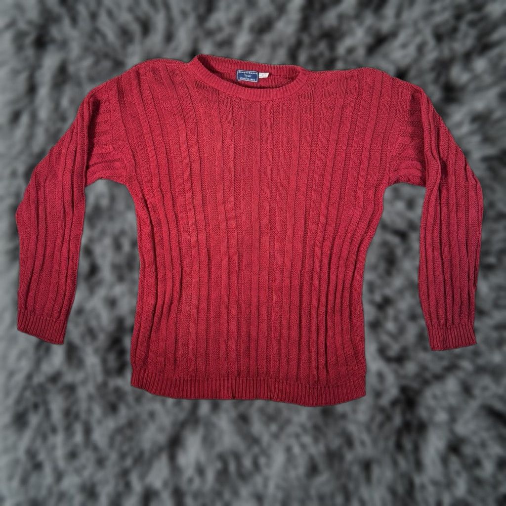 Vintage VINTAGE 90s Susquehanna Trail Outfitters Sweater Men S Oversized Knit Crew Neck Red Cotton Pullover Size US S / EU 44-46 / 1 - 1 Thumbnail
