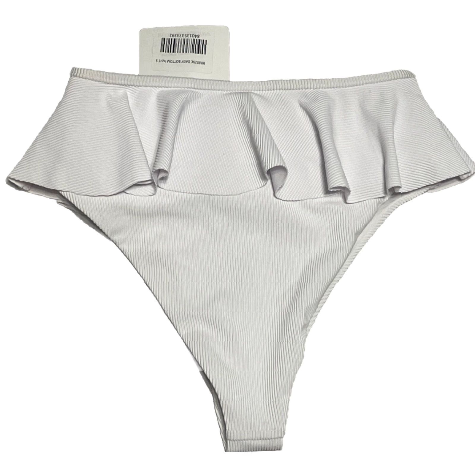 Beach Riot VINTAGE Beach Riot Daisy Ruffled Ribbed White Bikini Bottoms Swim Womens Size Small NWT Size 28" / US 6 / IT 42 - 4 Thumbnail