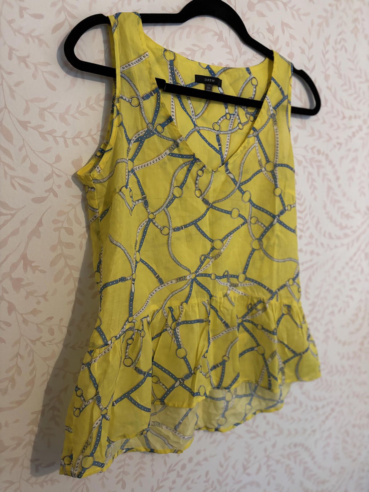 Drew House DREW Women's Yellow Sleeveless Top with Chain Print, Size XS Size XS / US 0-2 / IT 36-38 - 2 Thumbnail
