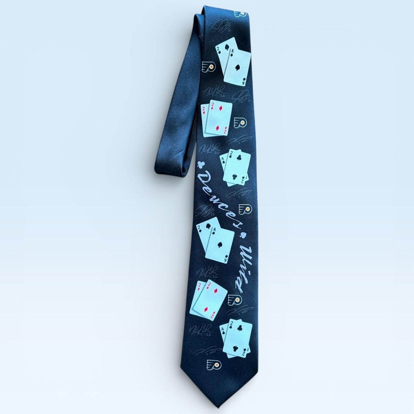Vintage Philadelphia Flyers Tie Mens Hockey Deuces Wild Playing Card Size ONE SIZE - 1 Thumbnail