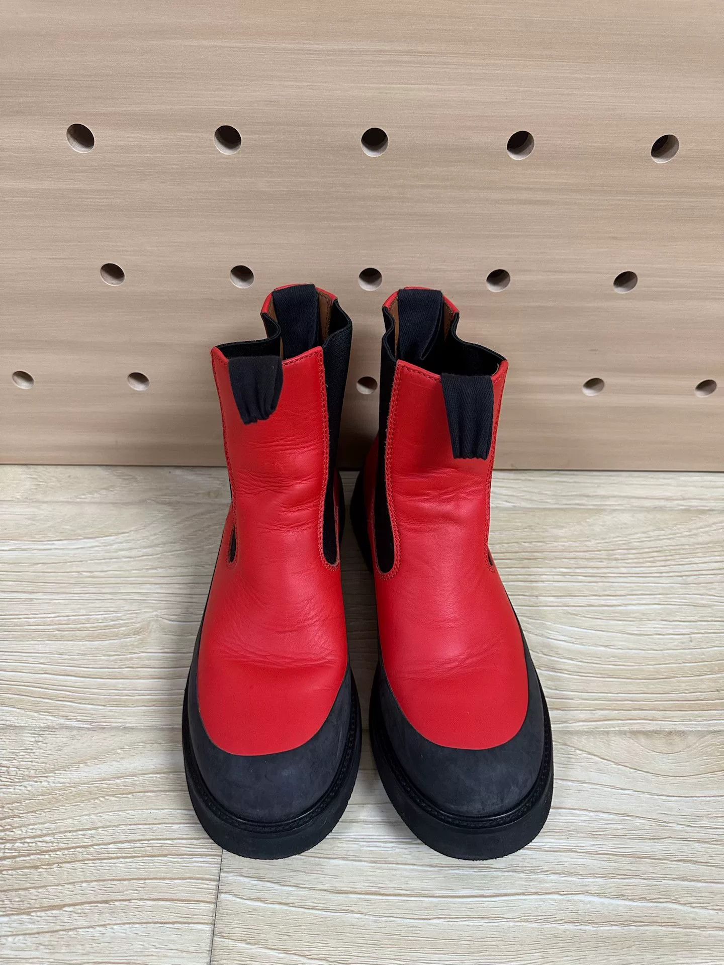 Celine Red and Black Chelsea Boots for Women Size US 7 / IT 37 - 1 Thumbnail