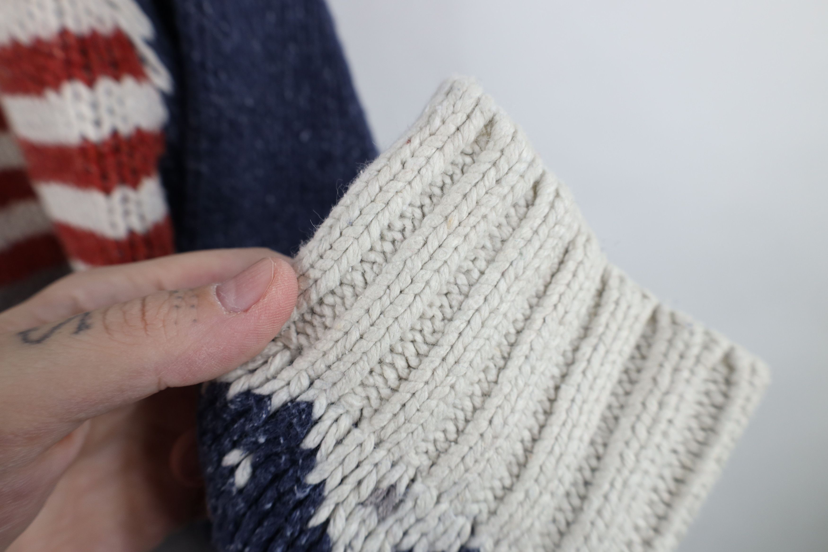 Vintage Vintage 90s Streetwear Blend Patchwork USA Flag Knit Sweater Size US XXL / EU 58 / 5 - 8 Thumbnail