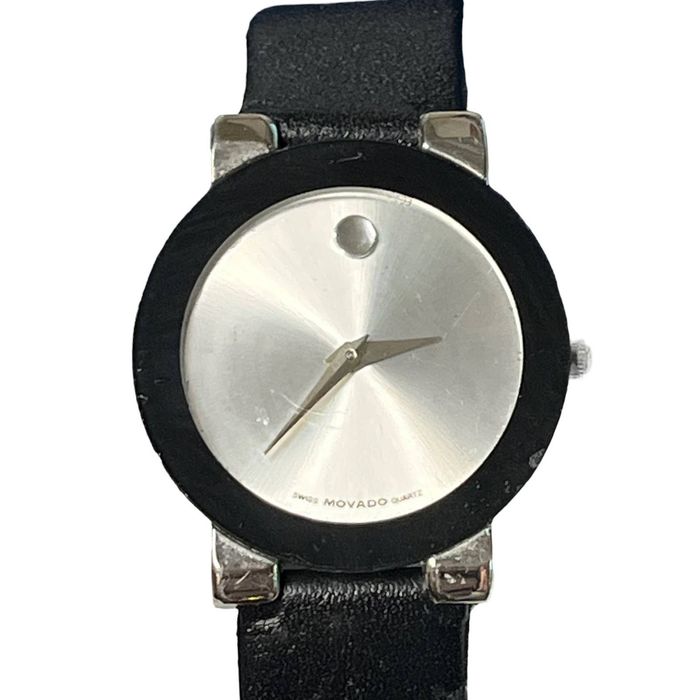 Movado Movado watch with black leather band new battery Grailed