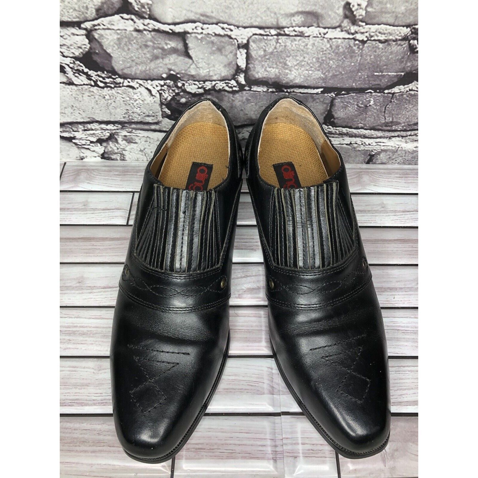 Other Dingo Black Leather Casual Low Cut Heel Booties Shoes Women Size US 9.5 / IT 39.5 - 2 Thumbnail