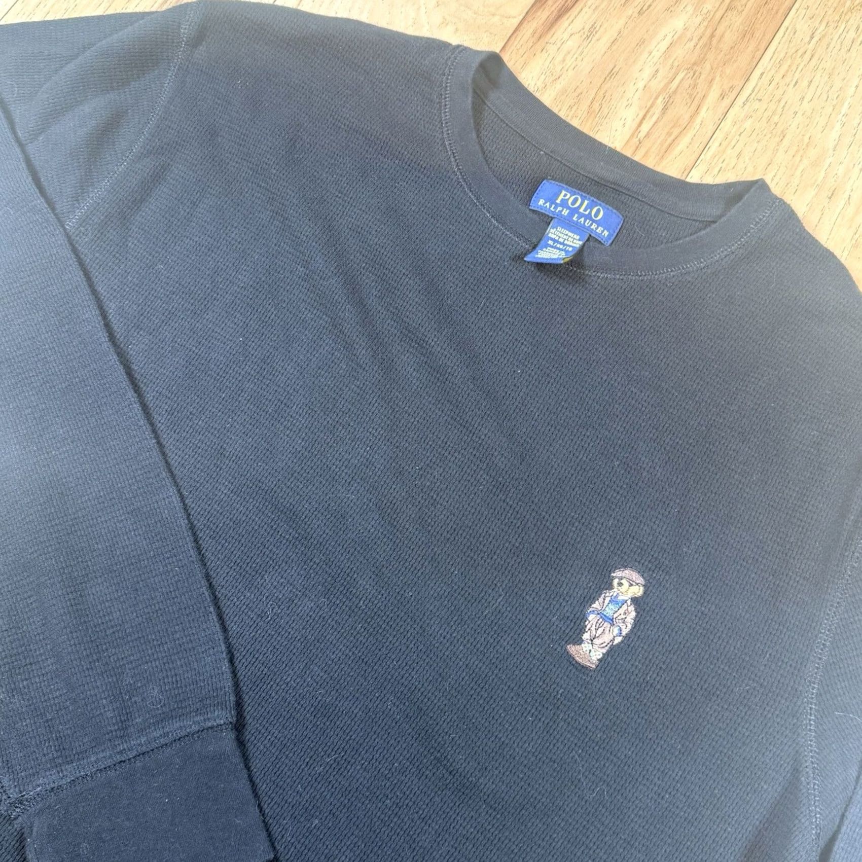 Ralph Lauren Polo Ralph Lauren Formal Bear Thermal Shirt Mens XL Black Size 46R - 2 Thumbnail