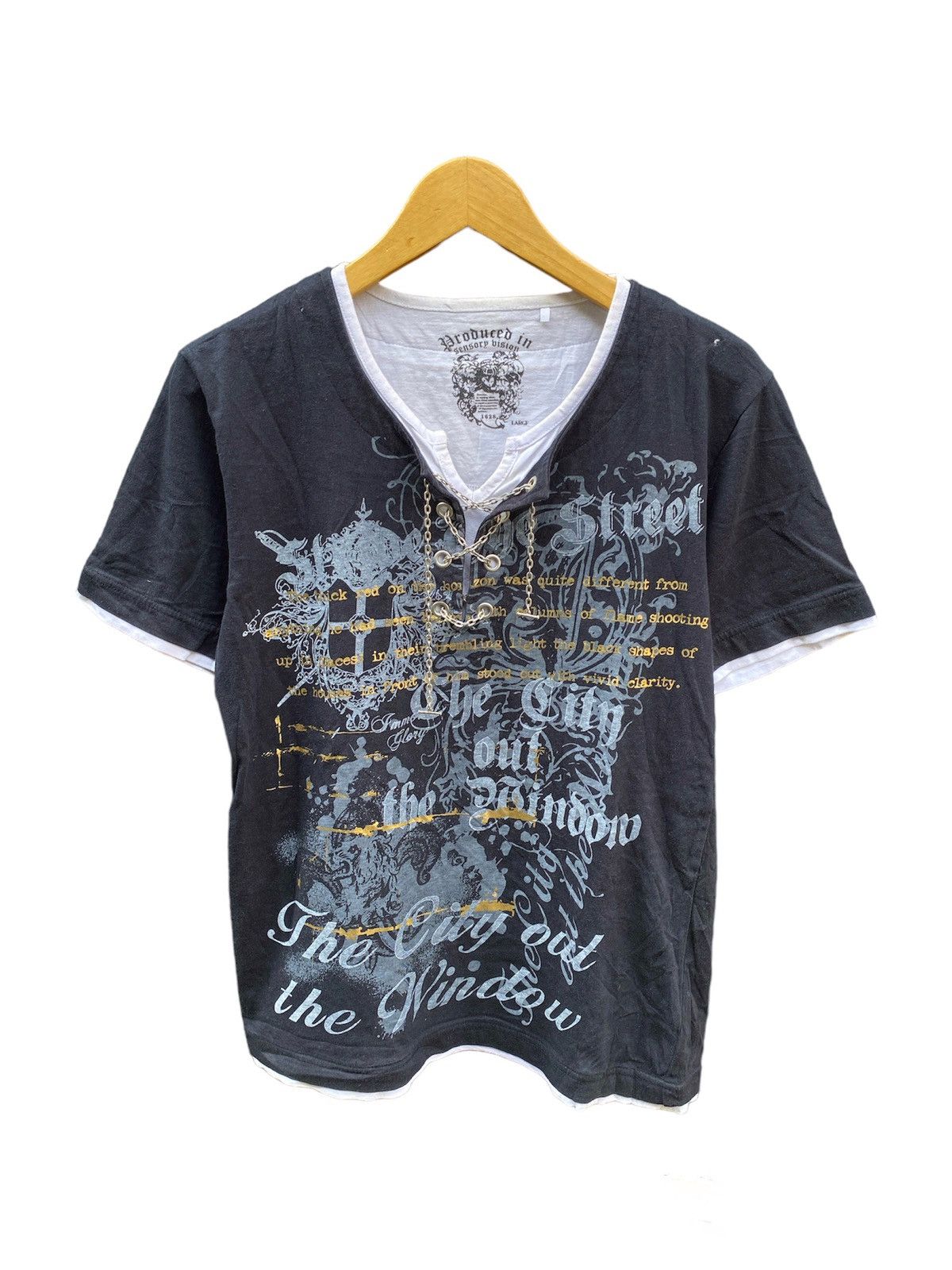 image of If Six Was Nine x Kmrii Sensoryvision Poem Punk Seditionaries Chain Rope Tshirt in Black (Size Larg