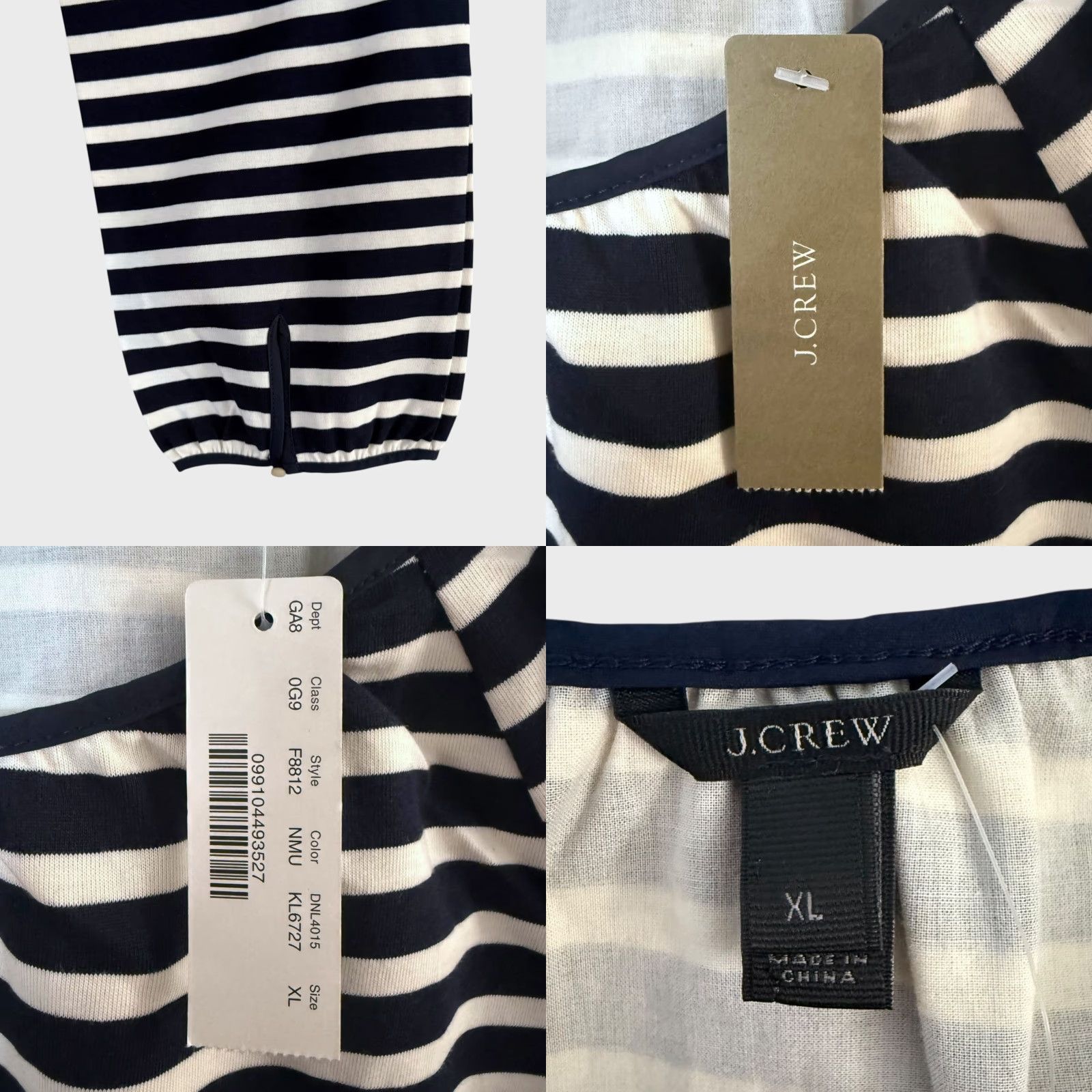 J.Crew J.Crew Striped Raglan Peasant Blouse Top Women's XL Blue Cotton Classic Bohemian Size XL / US 12-14 / IT 48-50 - 8 Thumbnail
