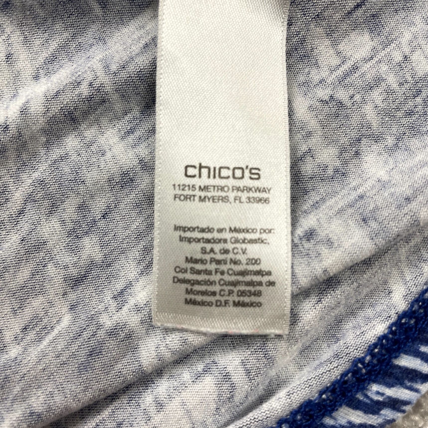 Vintage Chico's Blouse Women 2 Large Blue White Paisley 3/4 Sleeve Round Neck Casual Top Size XS / US 0-2 / IT 36-38 - 5 Thumbnail