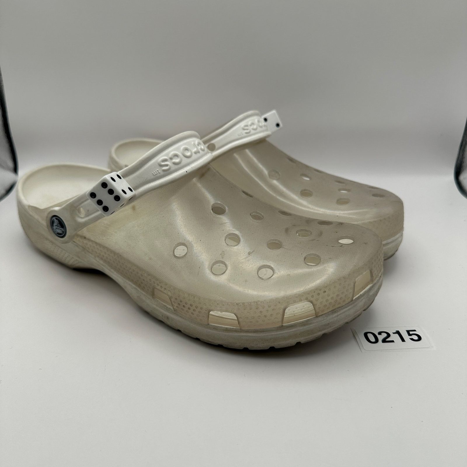 Crocs CROCS Classic Men's Size 11 Transpanrent w/ Dice Added White Size US 11 / EU 44 - 3 Thumbnail