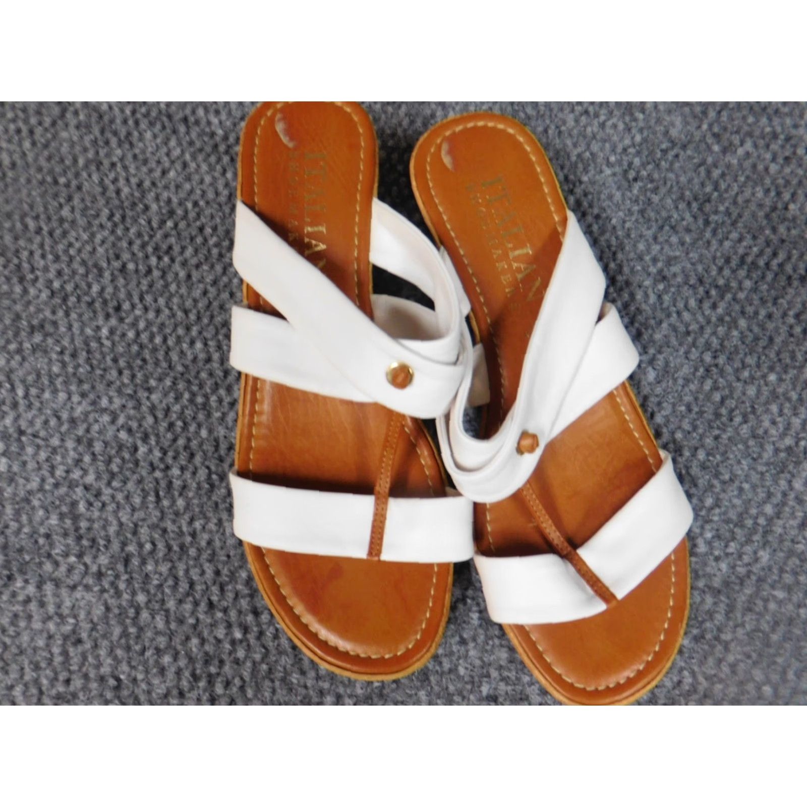 Vintage Italian Shoemakers Womens Heels Mule Block Open Toe Buckle Strap Leather Brown 8.5 High Heel Women’s Shoes Size 8.5 Brown Size US 7 / IT 37 - 4 Thumbnail
