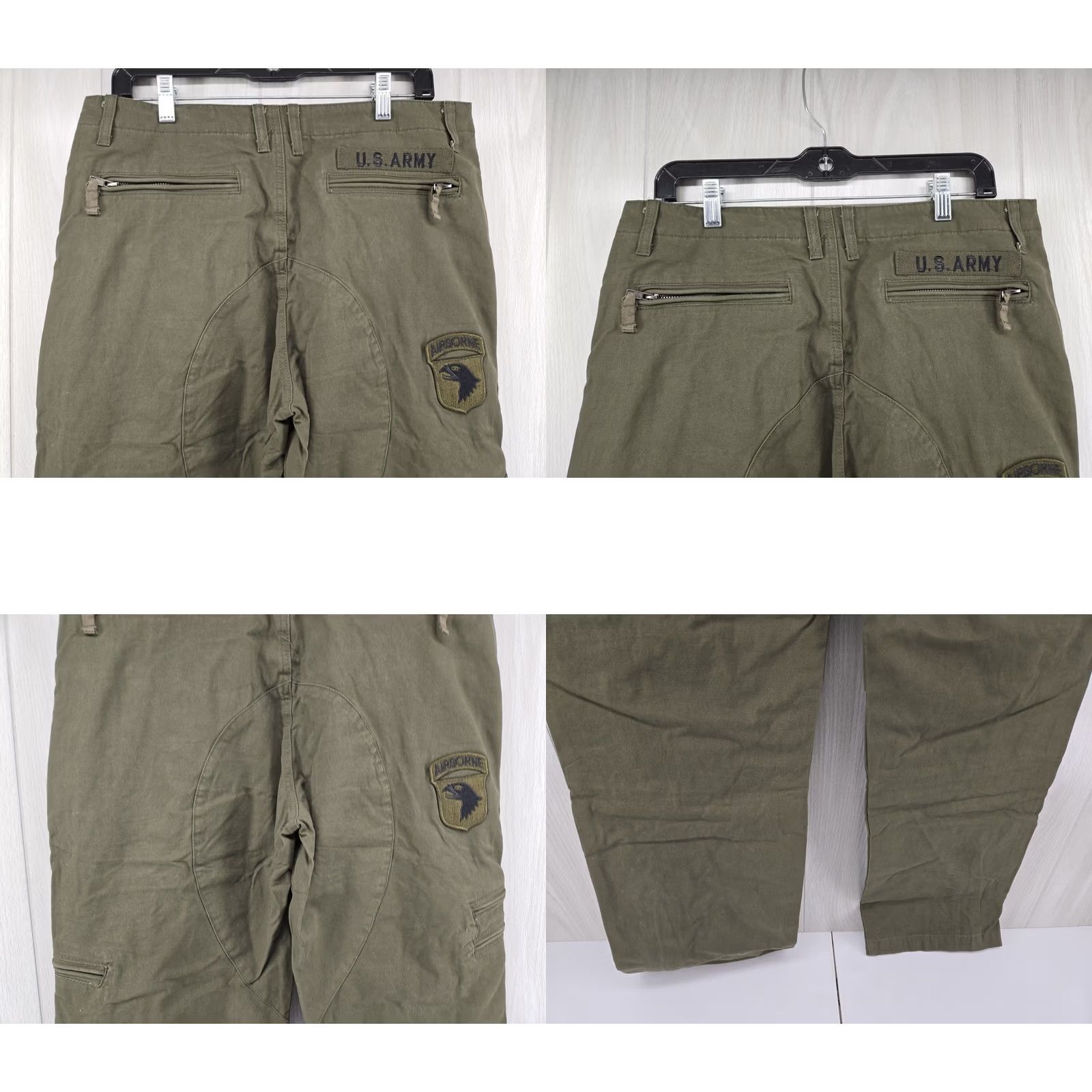 Vintage VINTAGE Union Army Green Cargo Utility Tactical Pants US Army Airborne Patch 34X32 Men Pants Regular 34 Green Cargo Pocket Army Theme 80s 90s Mens Size US 34 / EU 50 - 8 Thumbnail