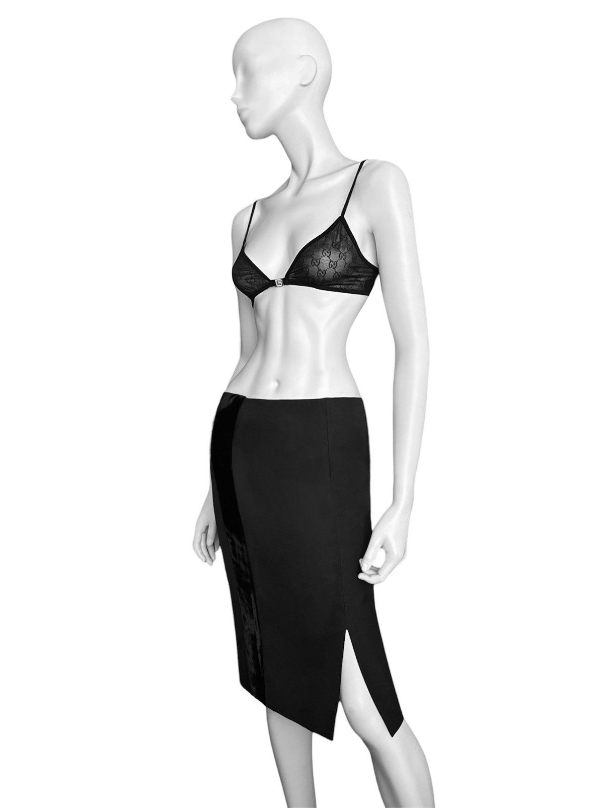 Gucci Gucci by Tom Ford SS 2001 Runway Silk Skirt Velvet Panels Size 27" / US 4 / IT 40 - 2 Thumbnail