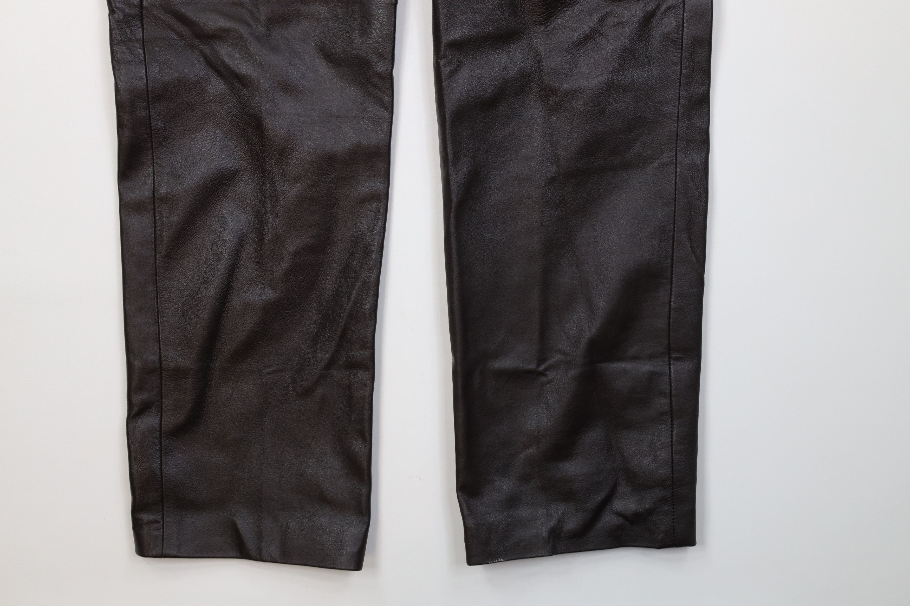 Vintage Vintage 90s Streetwear Flared Leather Pants Trousers Brown Size 34" / US 12 / IT 48 - 5 Thumbnail