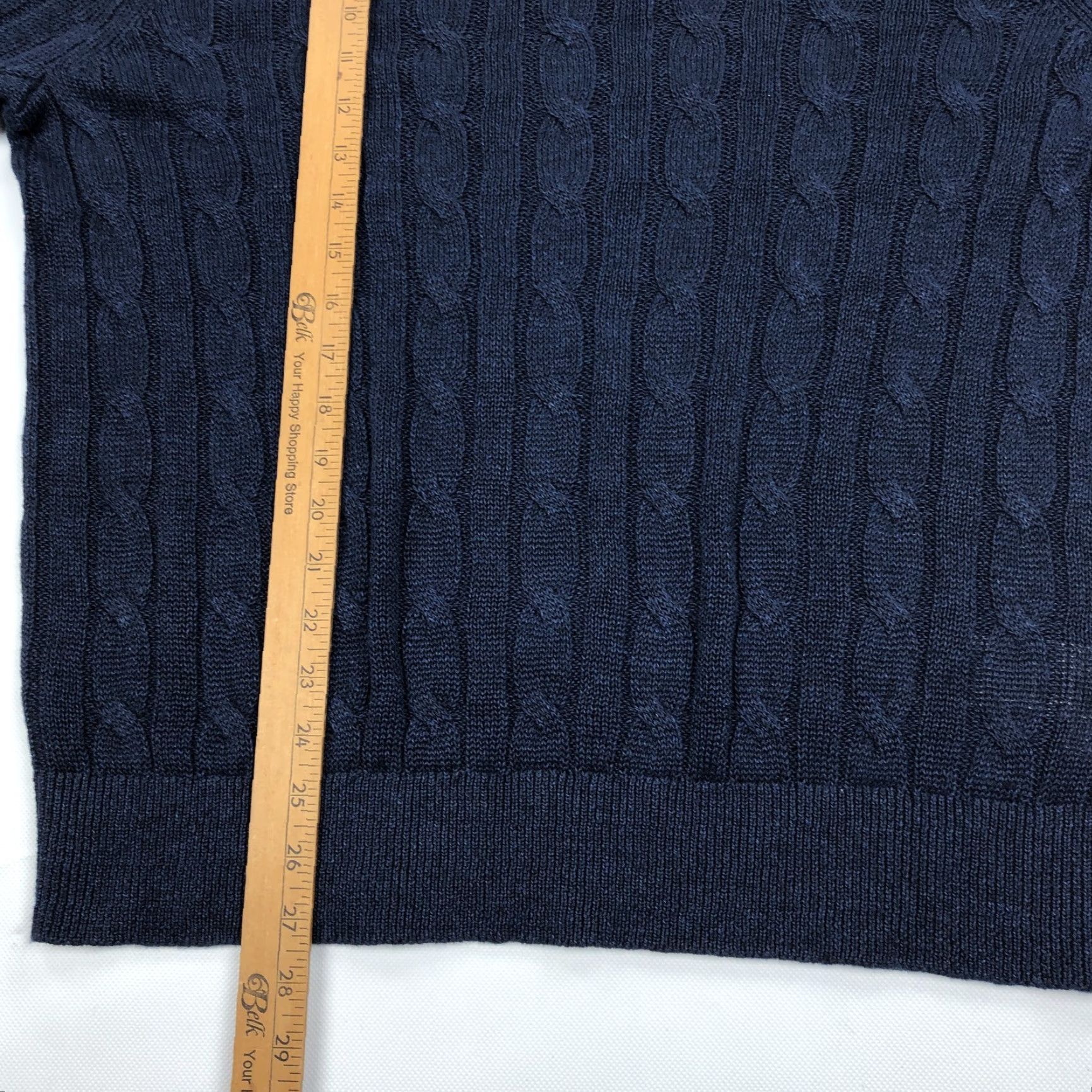 Brooks Brothers Brooks Brothers Men's L Navy Blue Cable Knit Crew Neck Pullover Sweater Italian Yarn Ribbed Trim Size US L / EU 52-54 / 3 - 6 Thumbnail