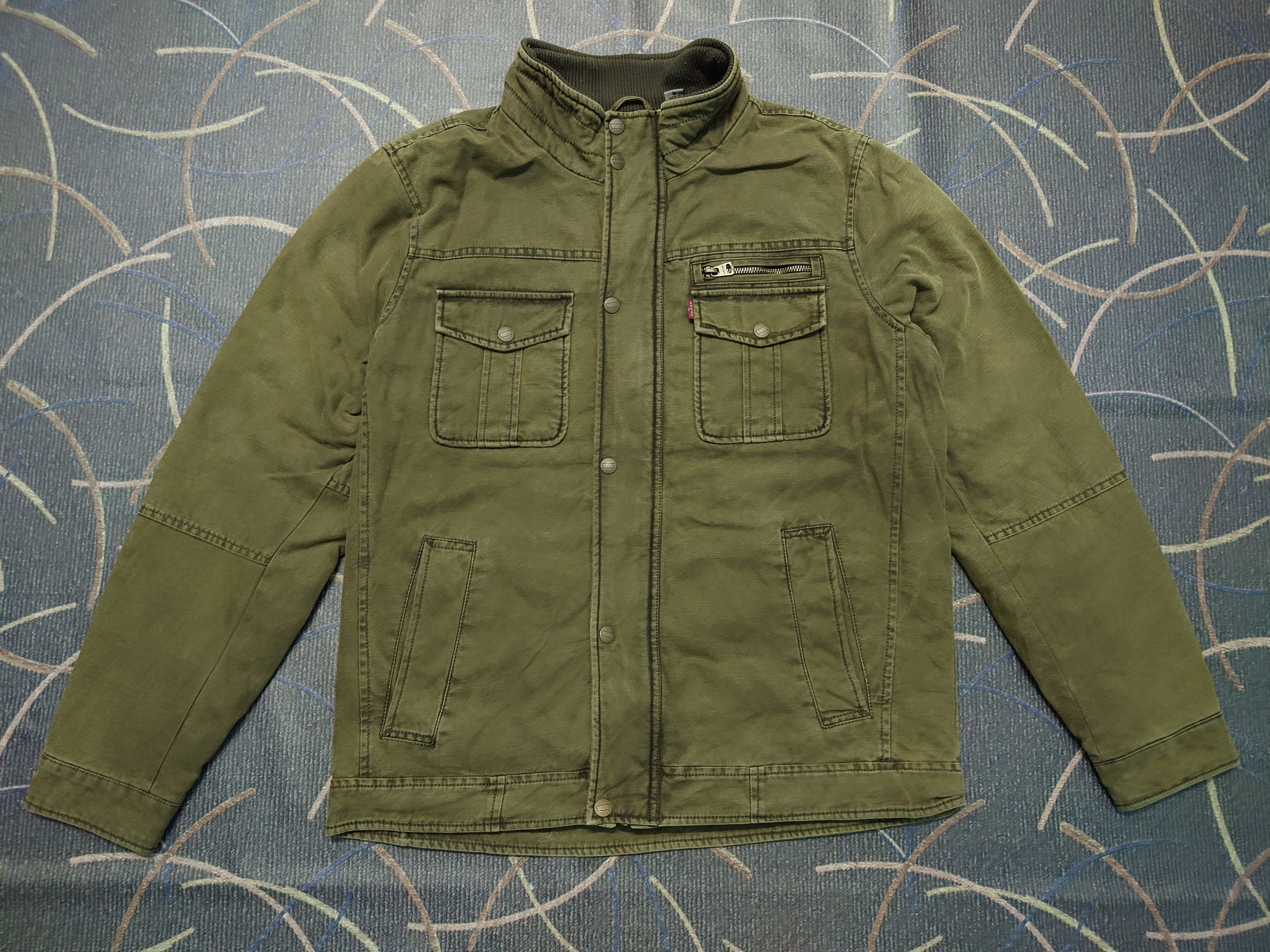 Levi's Levi's Green Olive Canvas Jacket Lined Trucker Jacket Size US M / EU 48-50 / 2 - 2 Thumbnail