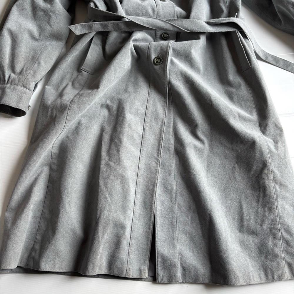 Designer Vintage Authentic Ultra Suede Gray Trench Coat Size XXL / US 16-18 / IT 52-54 - 2 Thumbnail