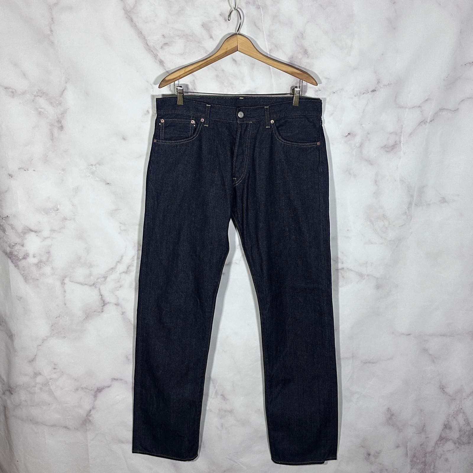 Image of Hidden Ny Indigo/green Japanese Selvedge Denim in Blue, Men's (Size 34)