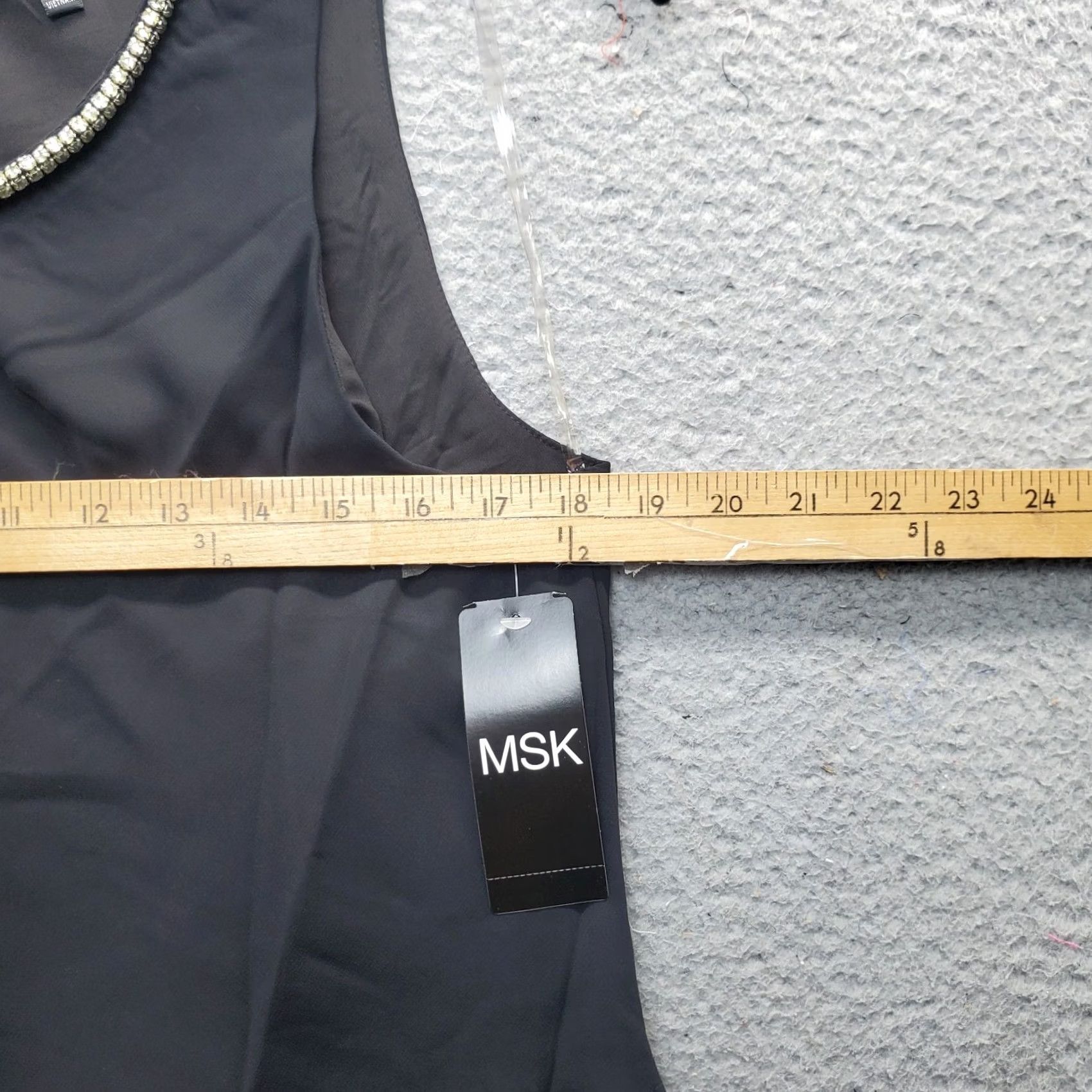 Vintage MSK Tank Dress Womens L Black Lined Layered Beaded Round Neck Keyhole Back Dress Size L / US 10 / IT 46 - 4 Thumbnail